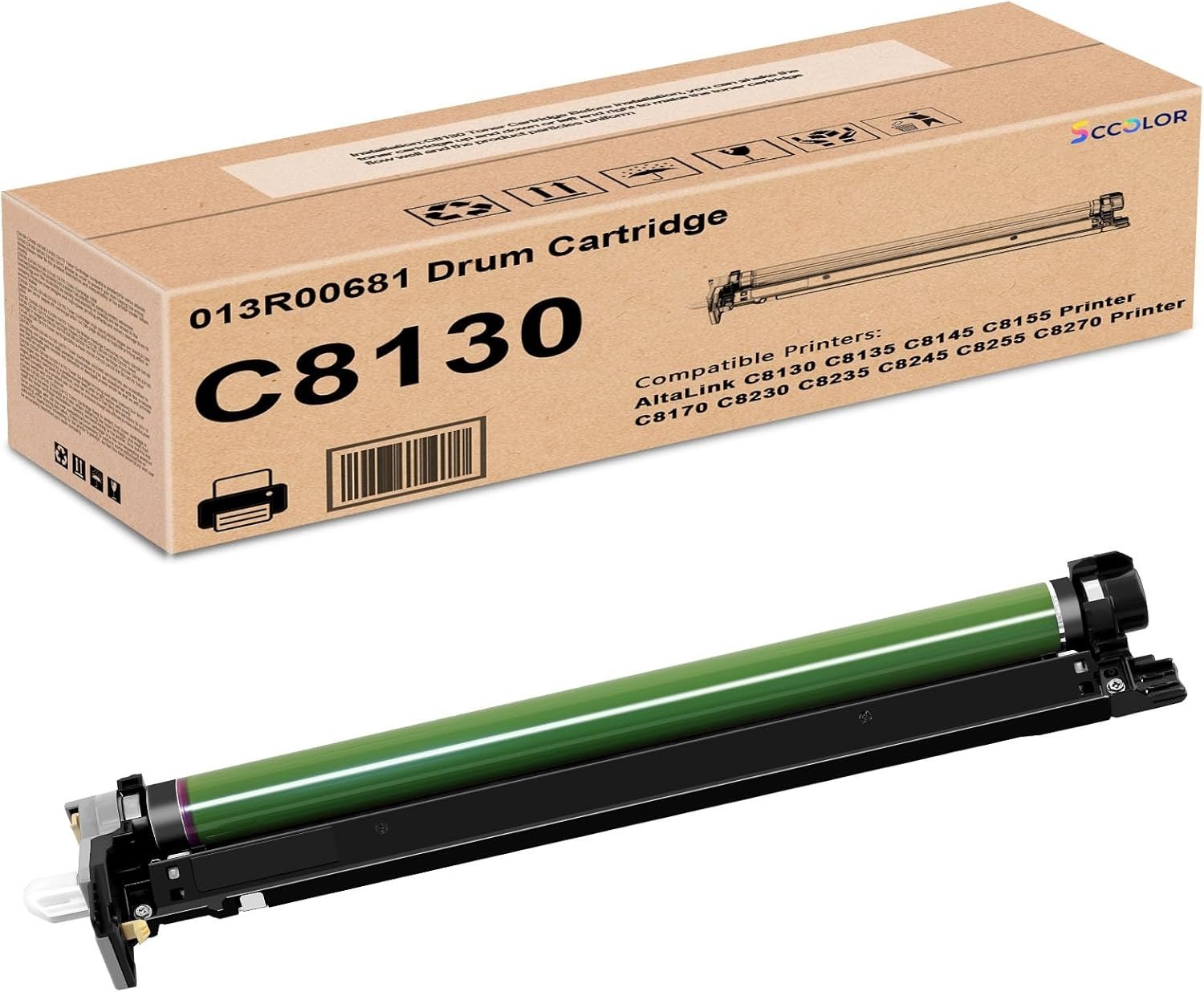 C8130 Drum Cartridge with New Chip Black 1-Pack Replacement for Xerox 013R00681