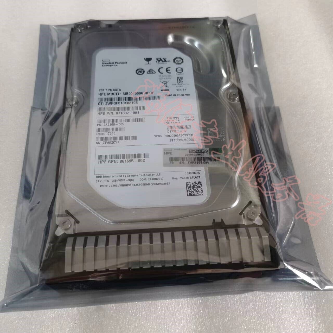 861691-B21 FOR HP 1TB SATA 6G 3.5 LFF Midline Smart Carrier HDD 862128-001
