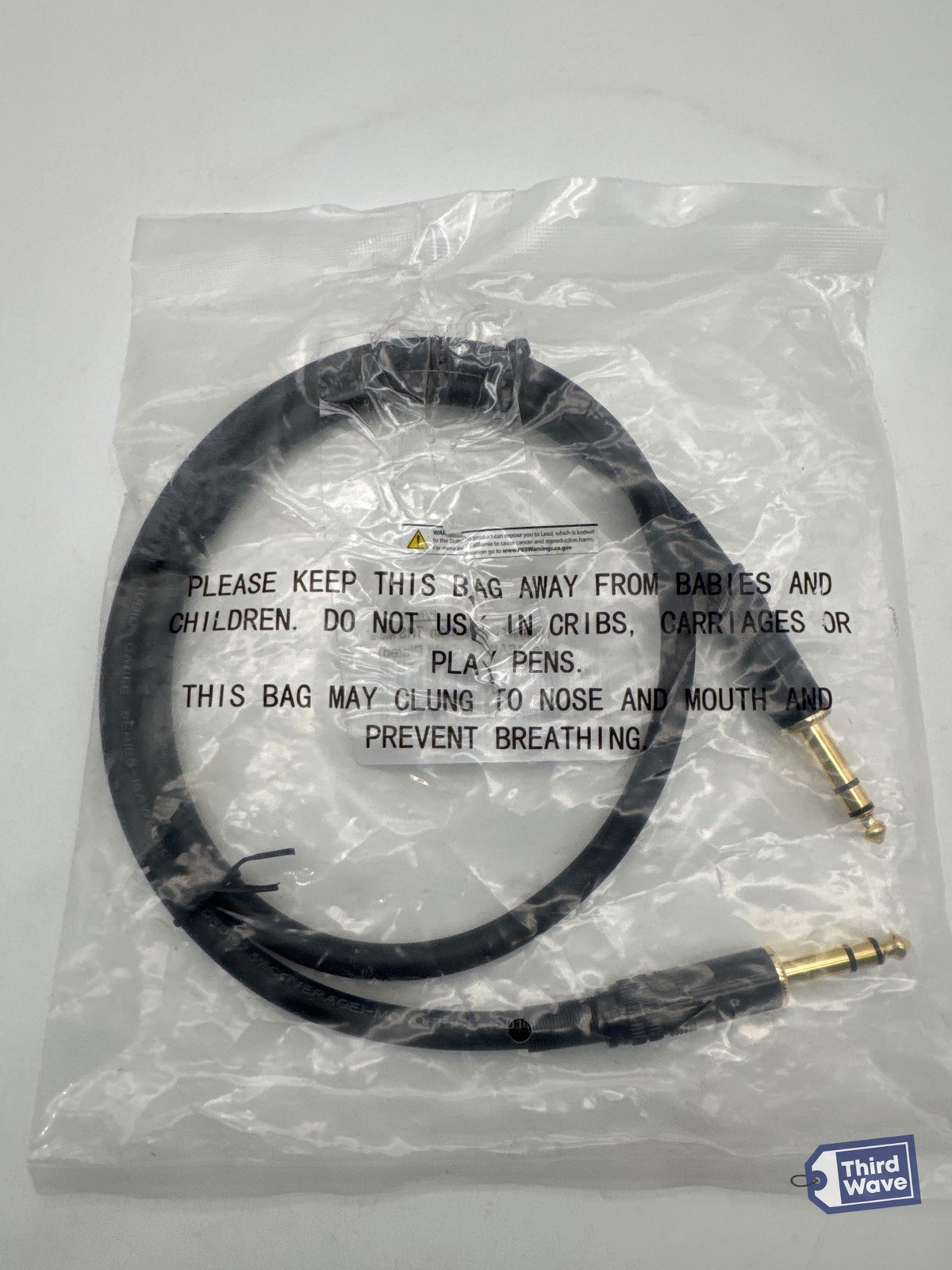Monoprice 1/4 Inch TRS Male to Male Cable Cord 3ft Black 16AWG