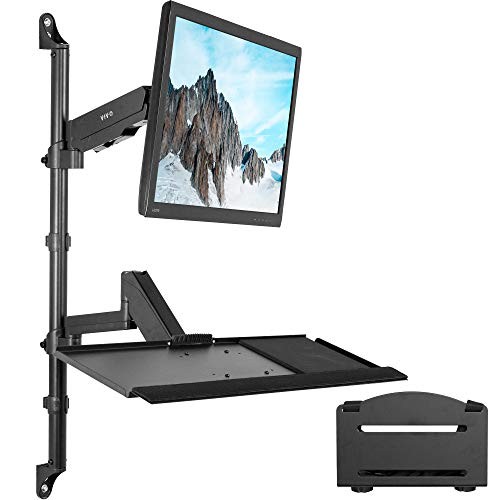 VIVO Black Clamp-on Monitor & Keyboard Tray Desk Mount, STAND-SIT1BW