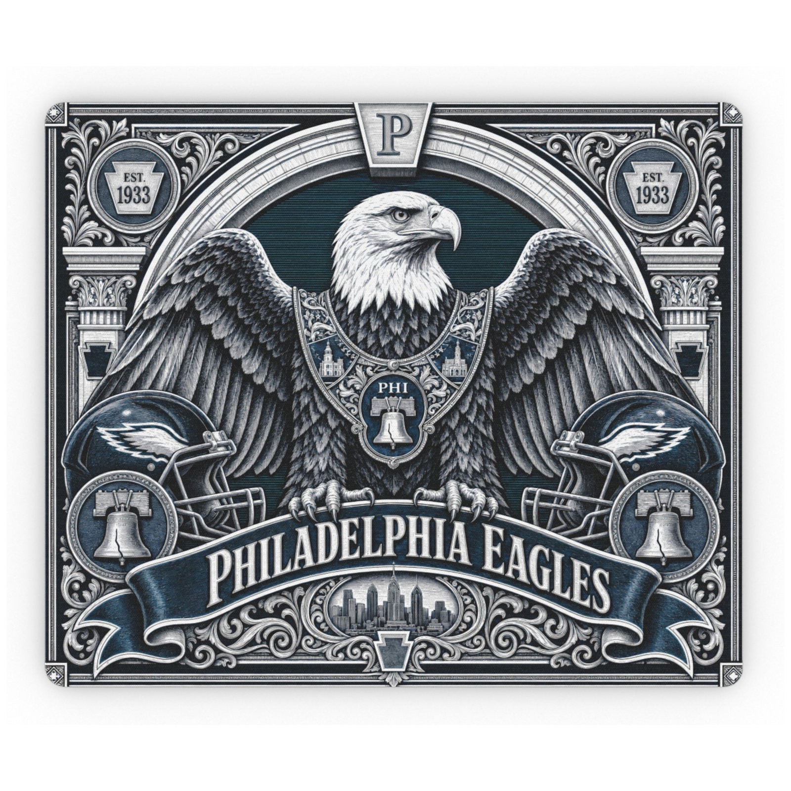 Philadelphia Eagles Mouse Pad Engraved Eagle Football Desk Mat 9.5x8 In