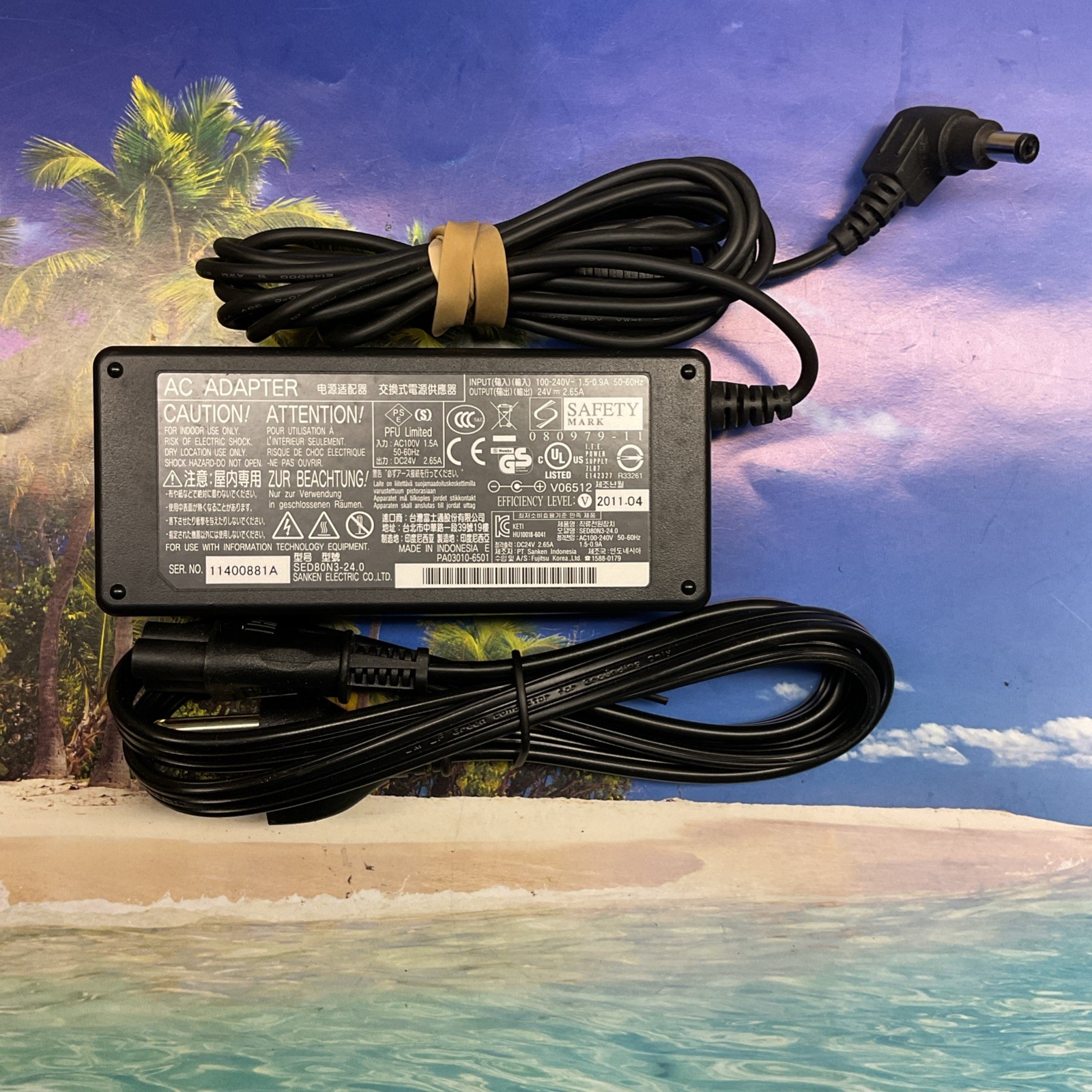 GENUINE SANKEN for Fujitsu Laptop Charger AC Adapter SED80N3-24.0 64W 24V 2.65A