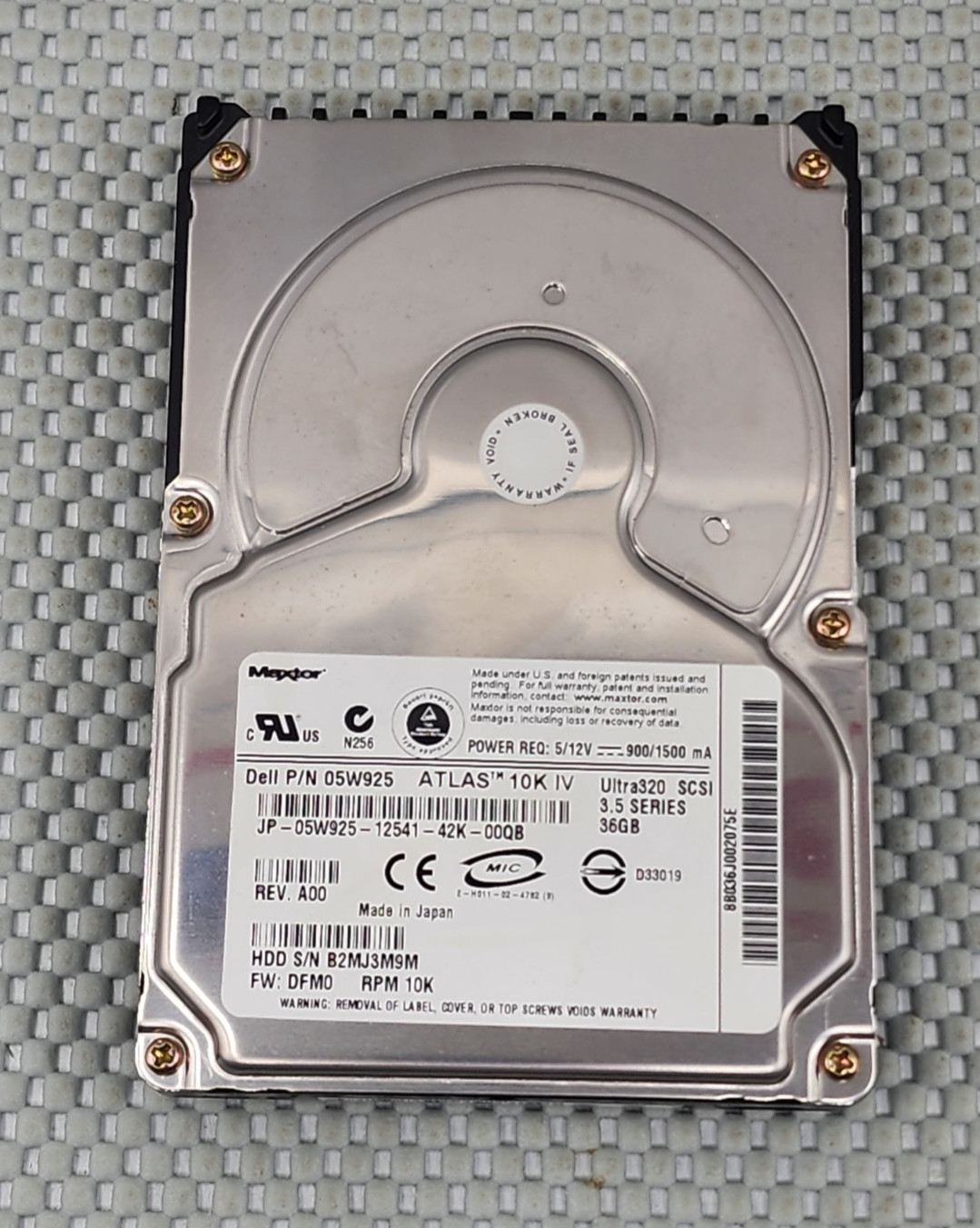 Maxtor Atlas 10K IV 36GB U320 80 Pin SCSI HDD Hard drive ULTRA320 dell 05W925