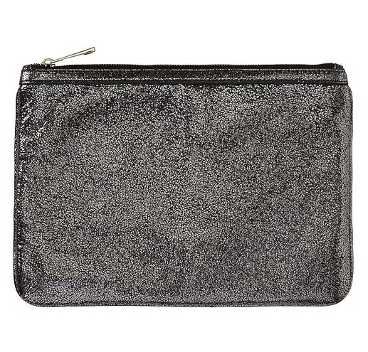 NEW Banana Republic Silver Leather Tablet Ipad Clutch Pouch Envelope Purse NWT