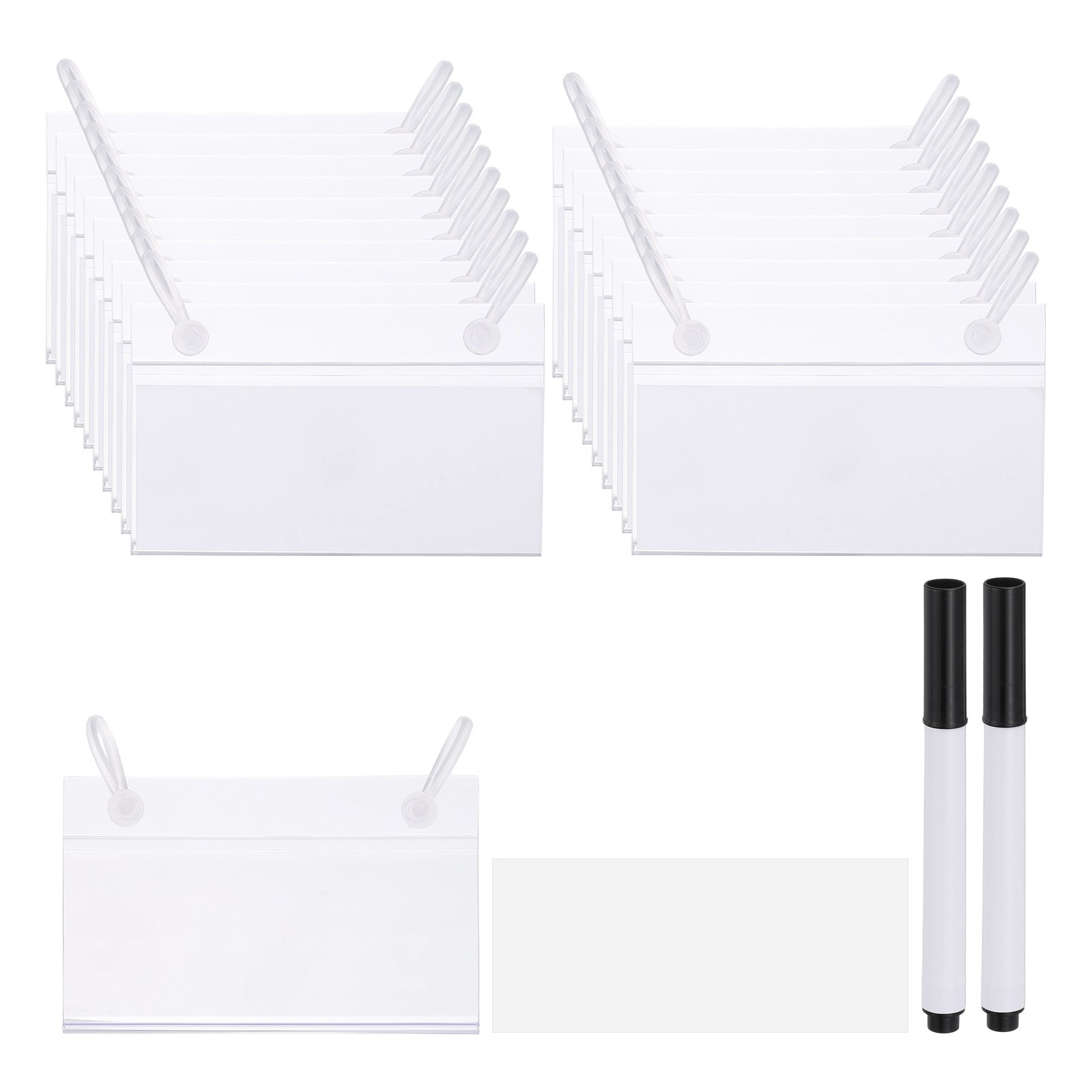 20 Pack 3.5" x 2.2" Plastic Shelf Basket Label Holders Clips with Button Lock