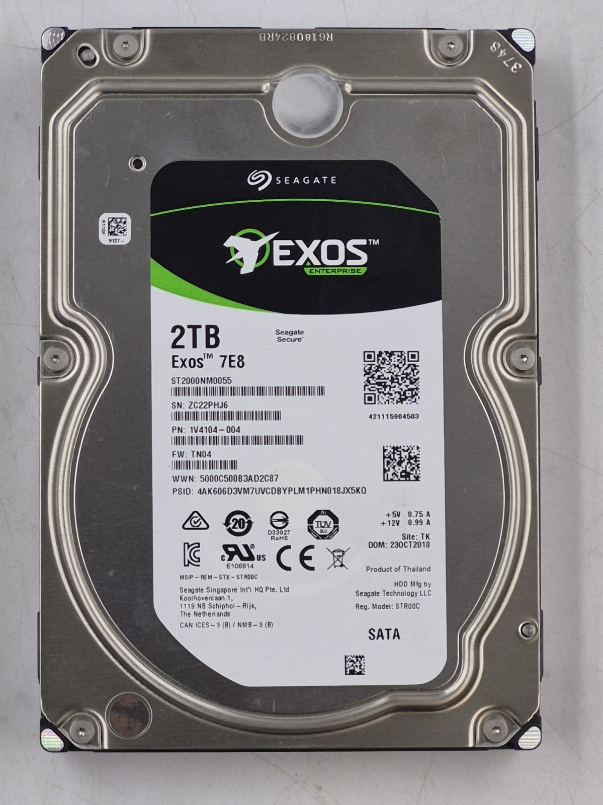 Seagate Exos 7E8 ST2000NM0055 2TB 3.5in 6Gbps 7.2K RPM 512n SATA Hard Drive
