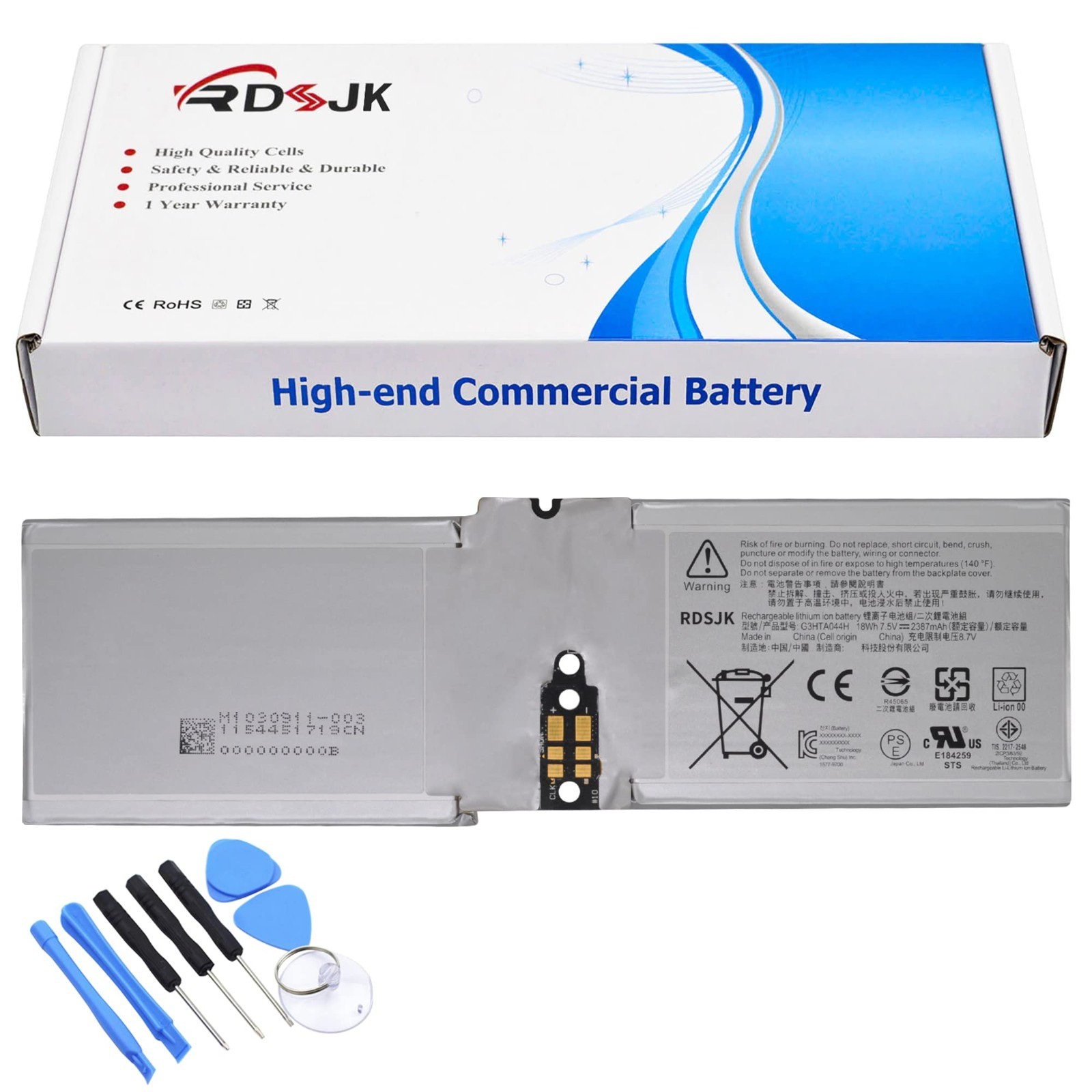 Tablet Screen Battery for Microsoft Surface Book 1 2 13.5" 2-in-1, 7.5V 18Wh, To
