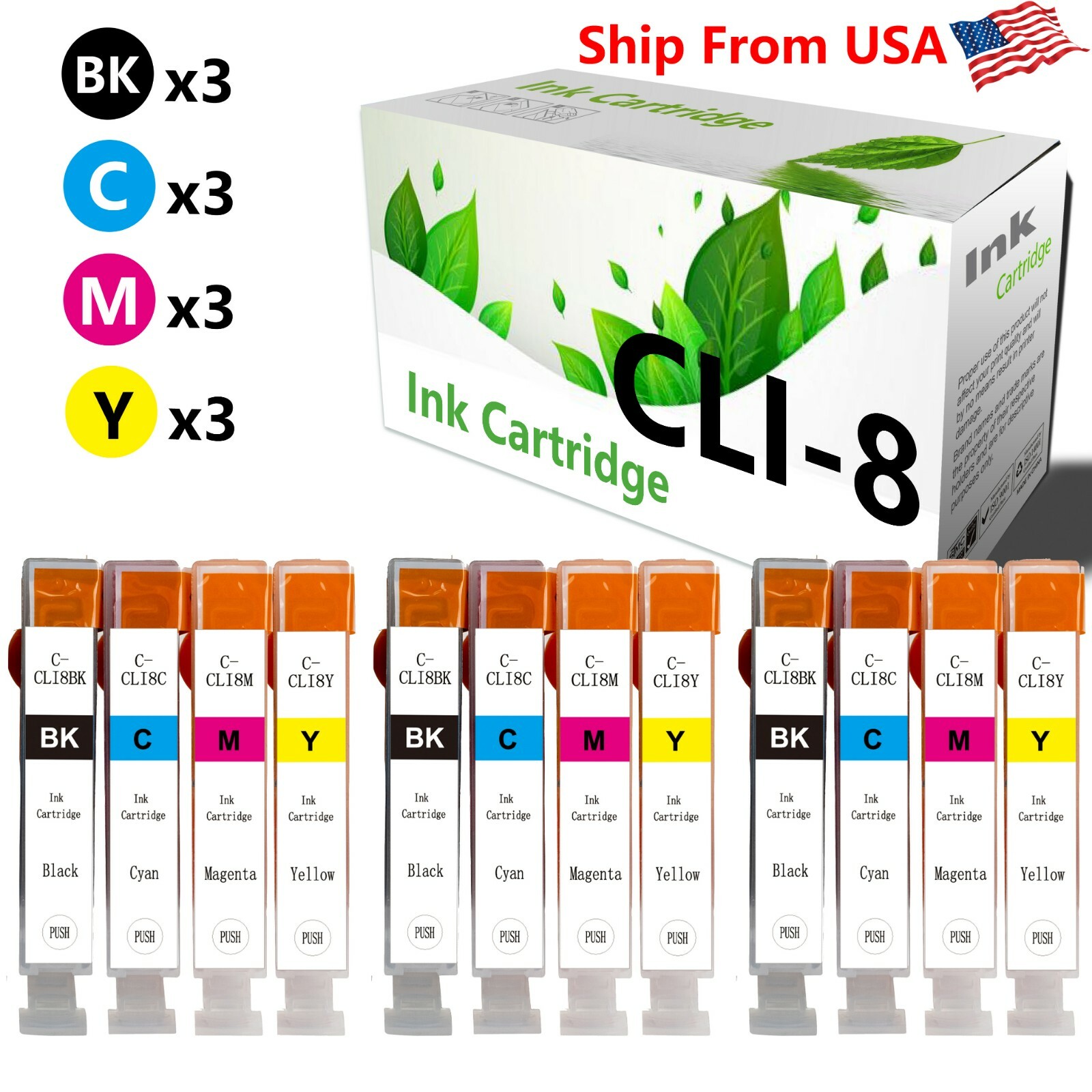 12-PacK PGI-5 CLI-8 Ink Cartridge for PIXMA iP4300 PIXMA MP530 Printer