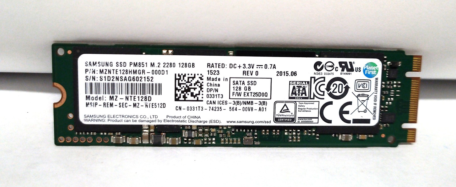 Samsung PM851 SSD Solid State Hard Drive 128 GB M.2 2280