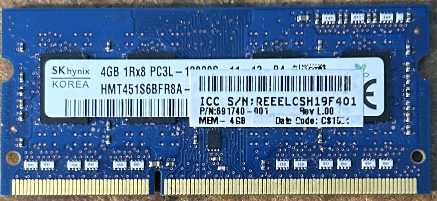 HP 691740-001 SK Hynix 4GB  PC3L-12800S DDR3 SO-DIMM LAPTOP MEMORY RAM