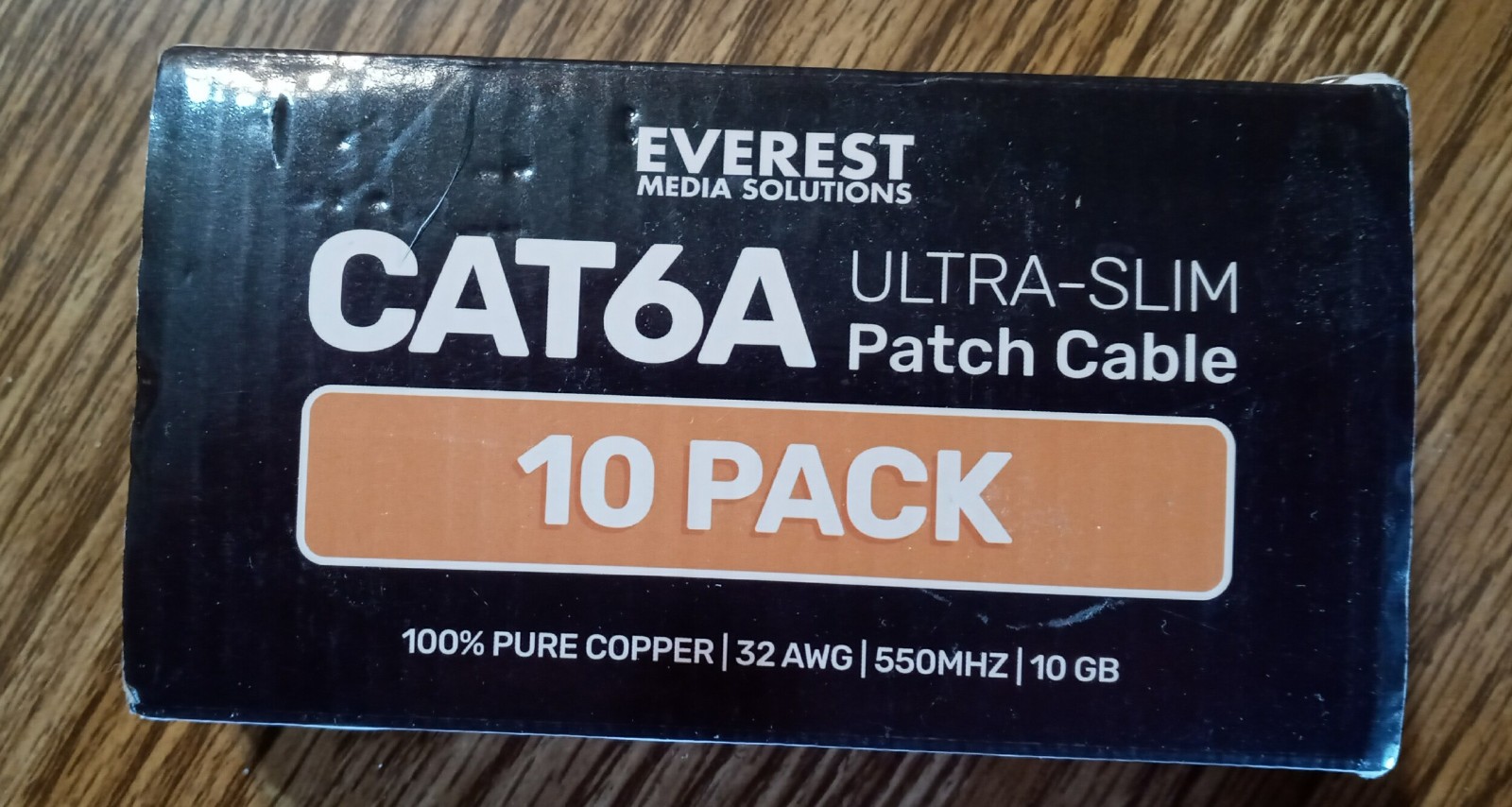 Everest Media Solutions CAT6A Ultra-Slim Patch Cable 10pack 32awg550mhz 10gb 1Ft