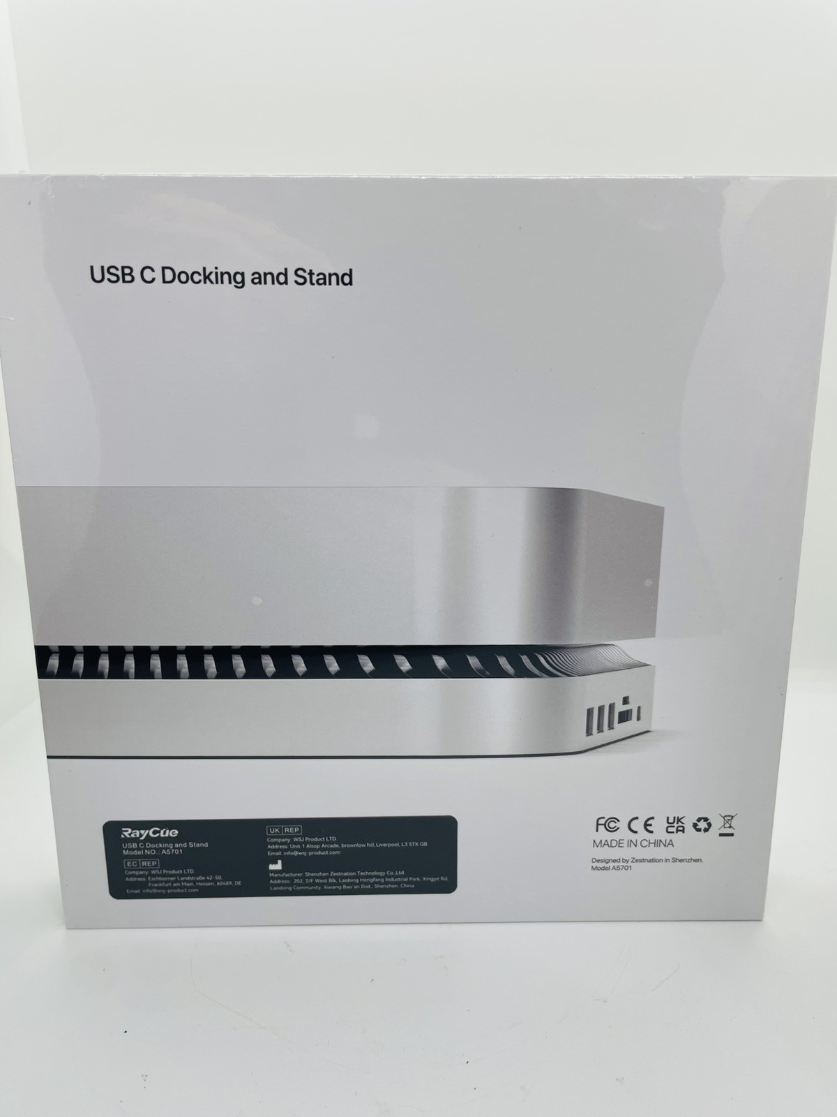 Raycue Mac mini M4 Dock & Stand with 8T NVMe SSD Enclosure, 2 USB A Silver 