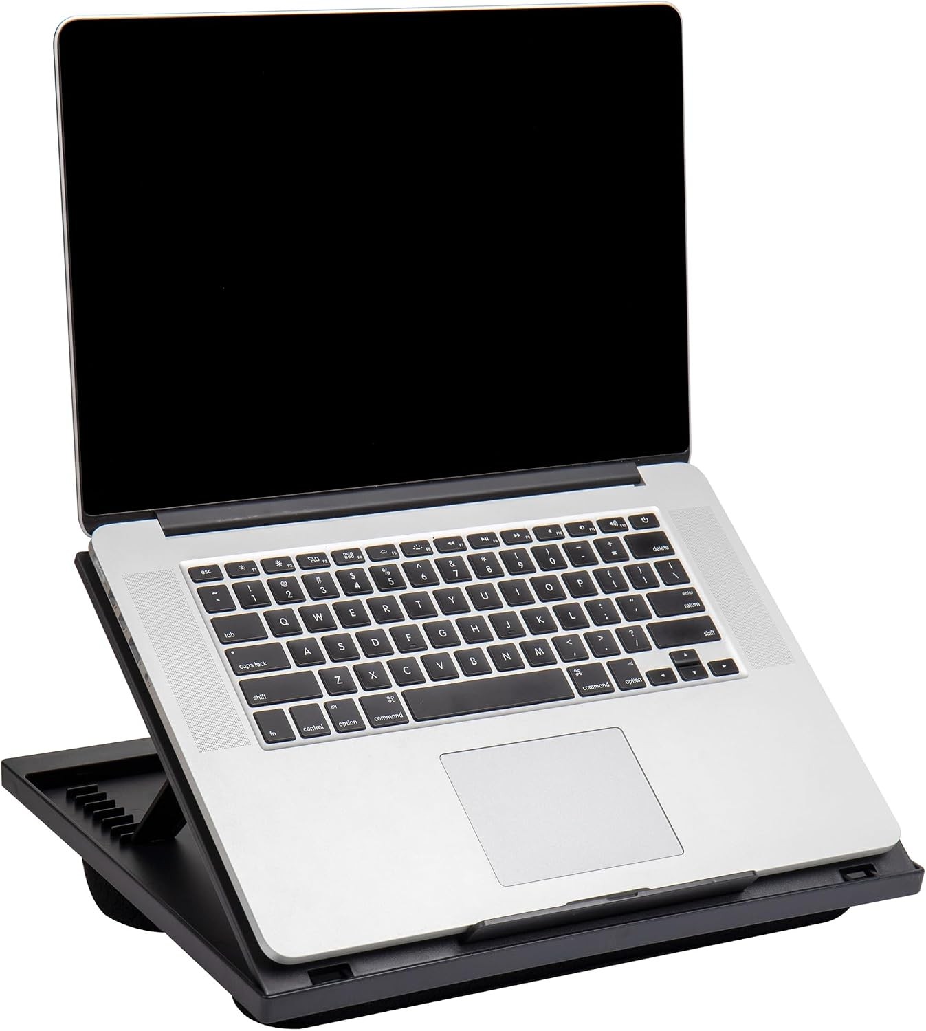 Mind Reader8-Angle LapDesk Black,Collapsible Cushion Laptop Stand for Bed 14.75"