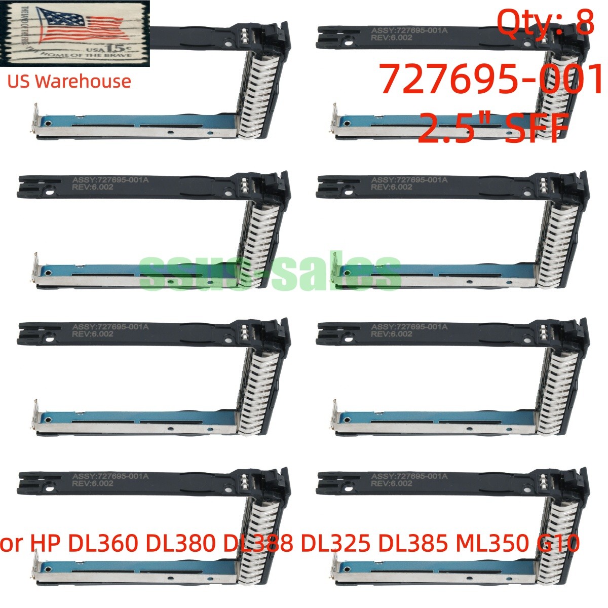 8PCS 727695-001 2.5" NVMe U.2 SATA Tray Caddy for HP ProLiant DL360 DL380 G10
