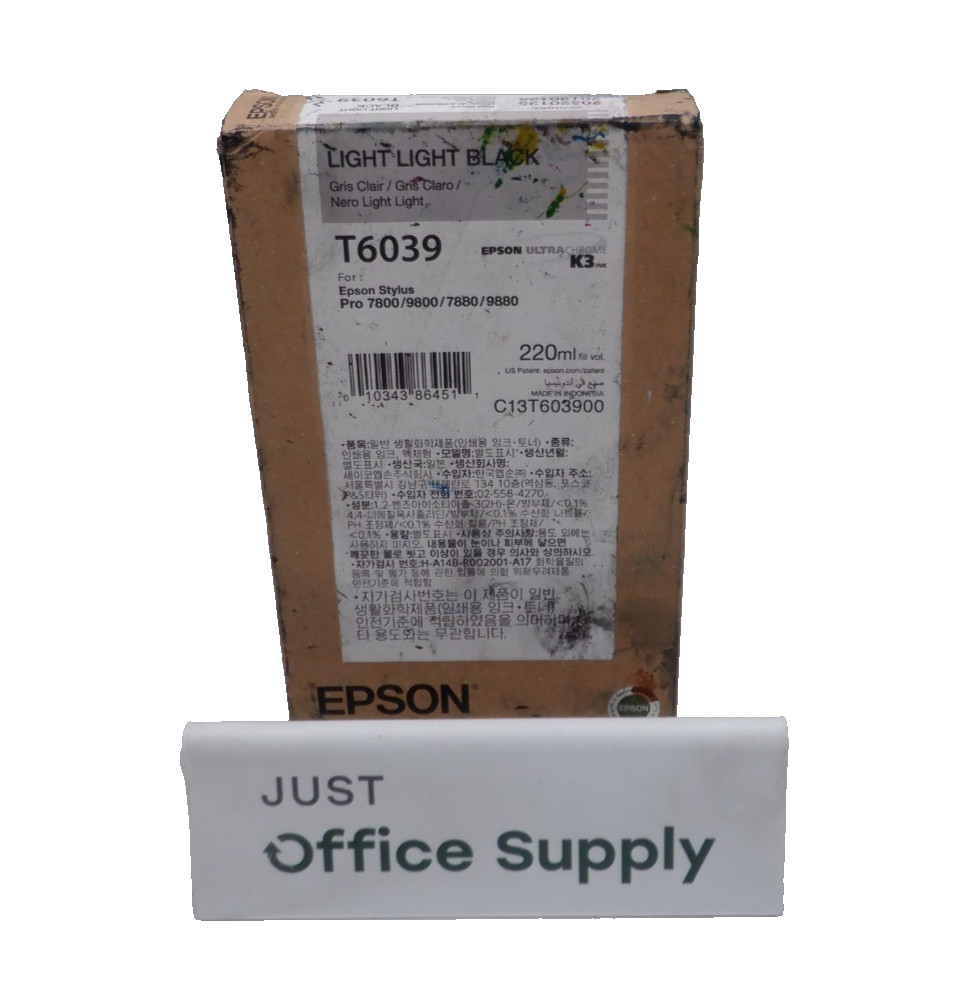 Genuine Epson T6039 Light Light Black 220ml Ink Cartridge  D
