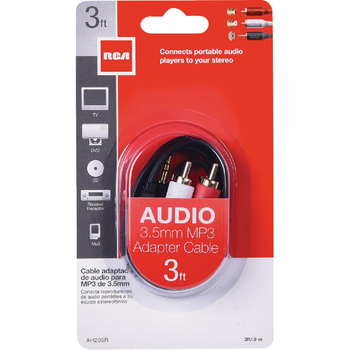 RCA 3 Ft. Single 3.5 mm Male RCA Y-Adapter AH205R RCA AH205R 079000403814