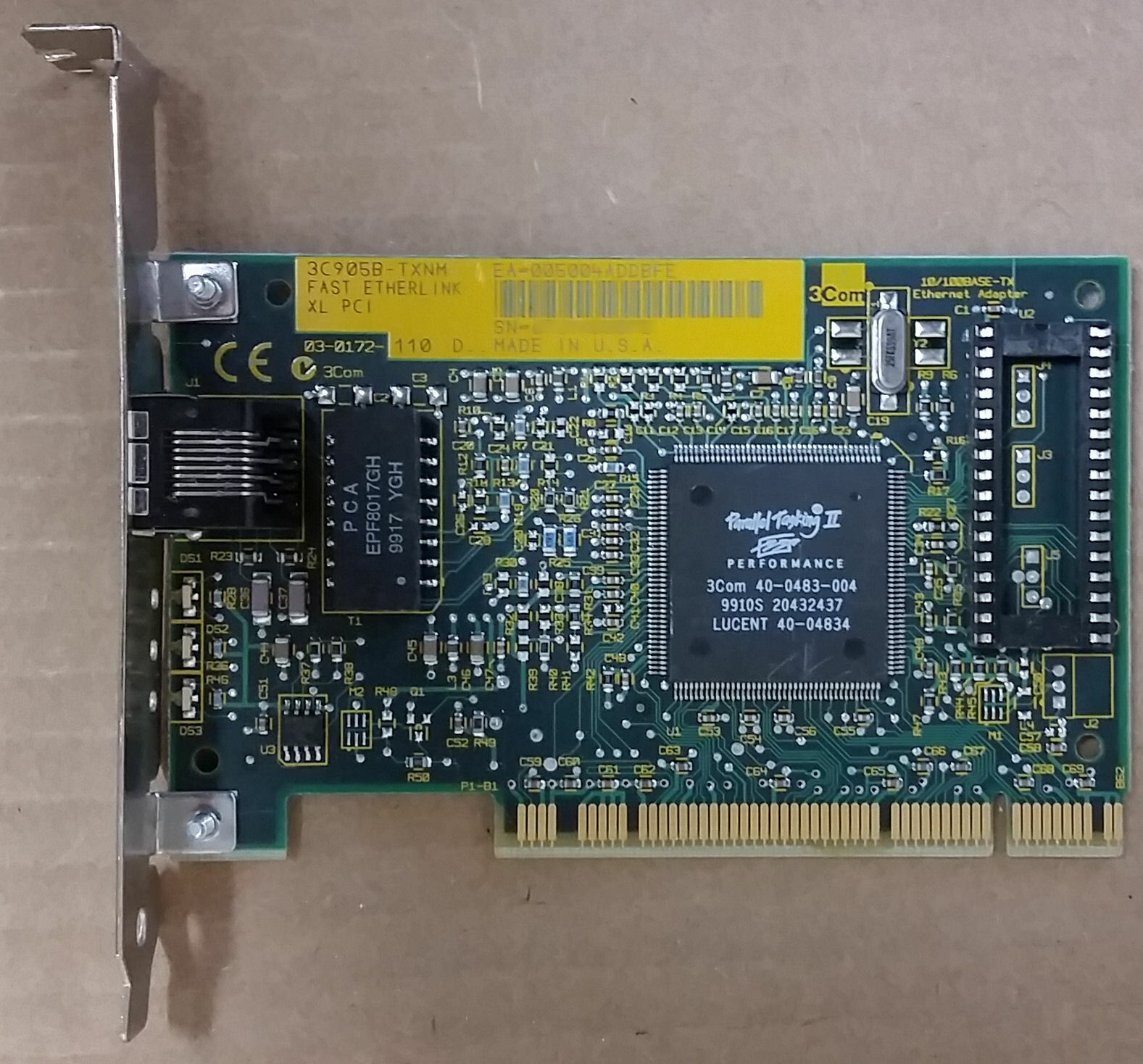 3Com Fast Etherlink XL PCI, 3C905B-TXNM , 03-0172-110 D, Refurbished