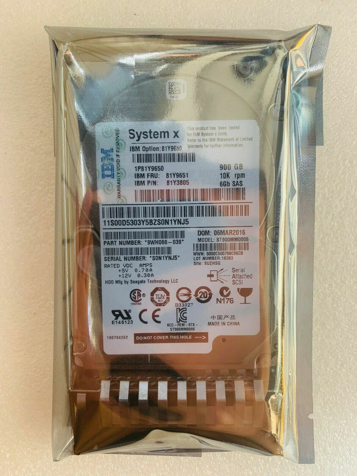 New IBM 81Y3805 81Y9650 81Y9651 900GB 10K 6G SAS 2.5 Hot Swap HDD Bulk Wholesale