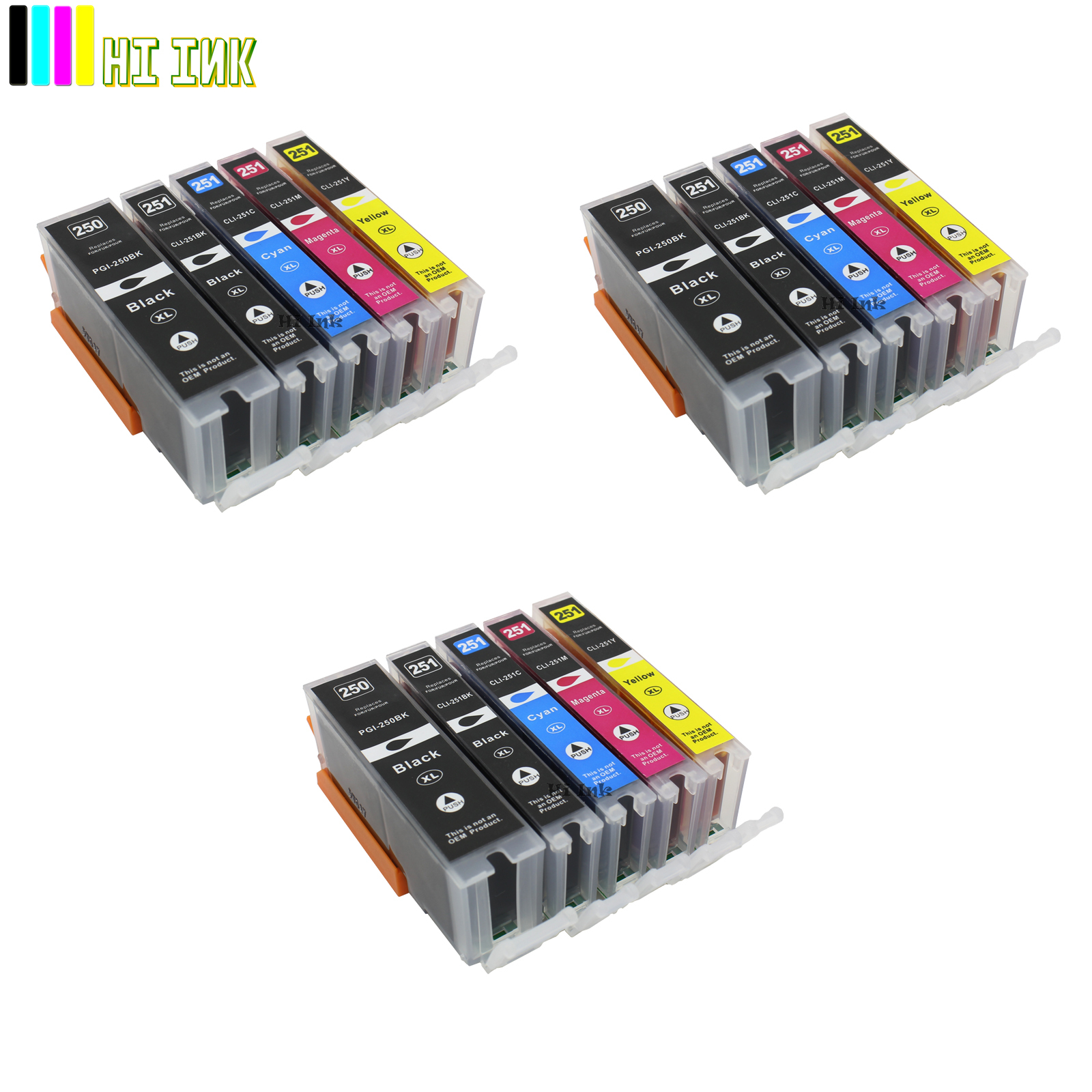15PK New PGI250XL CLI251XL Ink For Canon Pixma MG5420 MG5520 MG6320 MX722 MX922