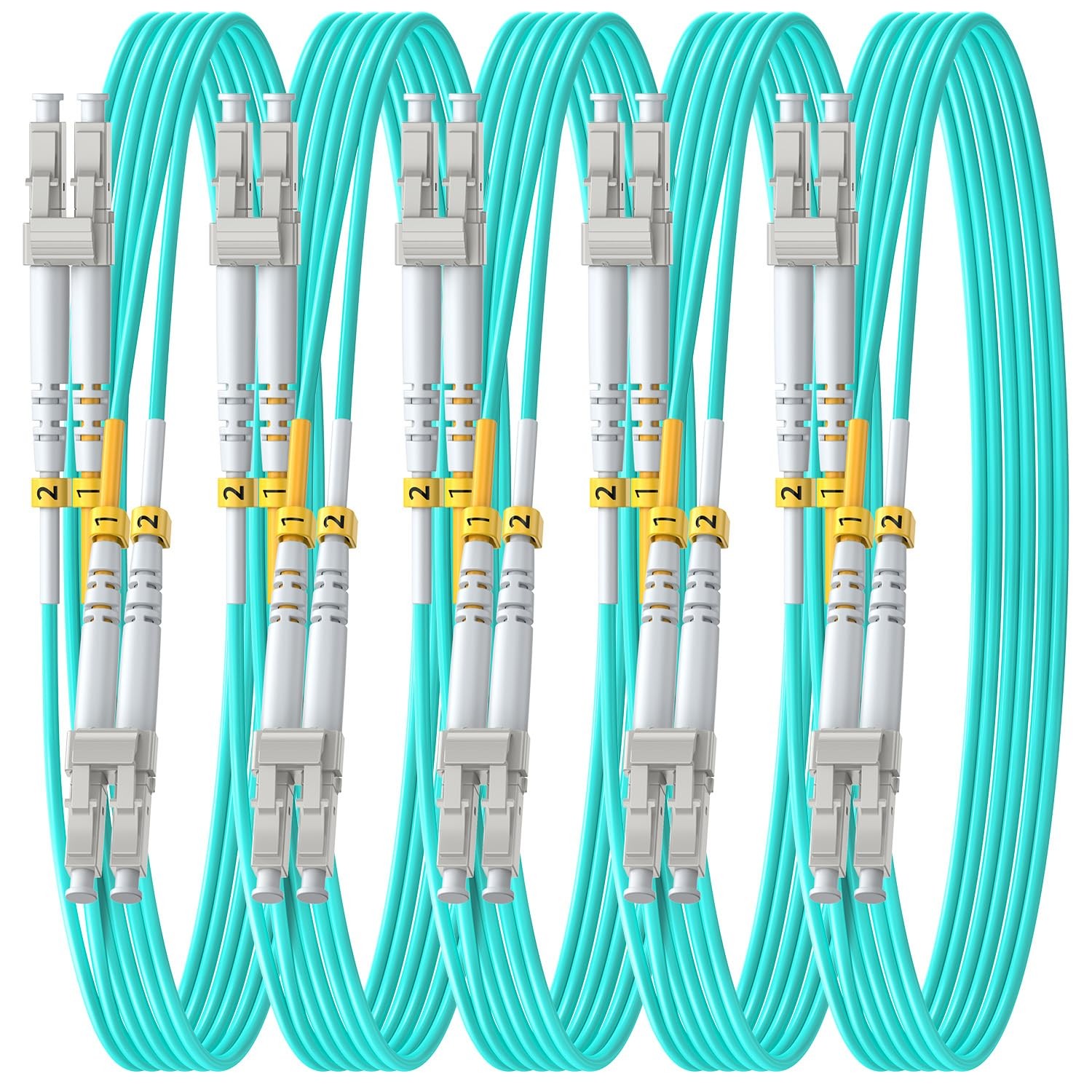 5 PCS OM4 LC To Fiber Patch Cable Duplex Multimode 40G/100G 50/125um 2m/6ft