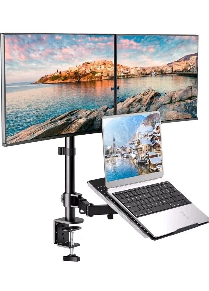 HUANUO Laptop Mount, Height Adjustable Dual Monitor Mount with Laptop... 