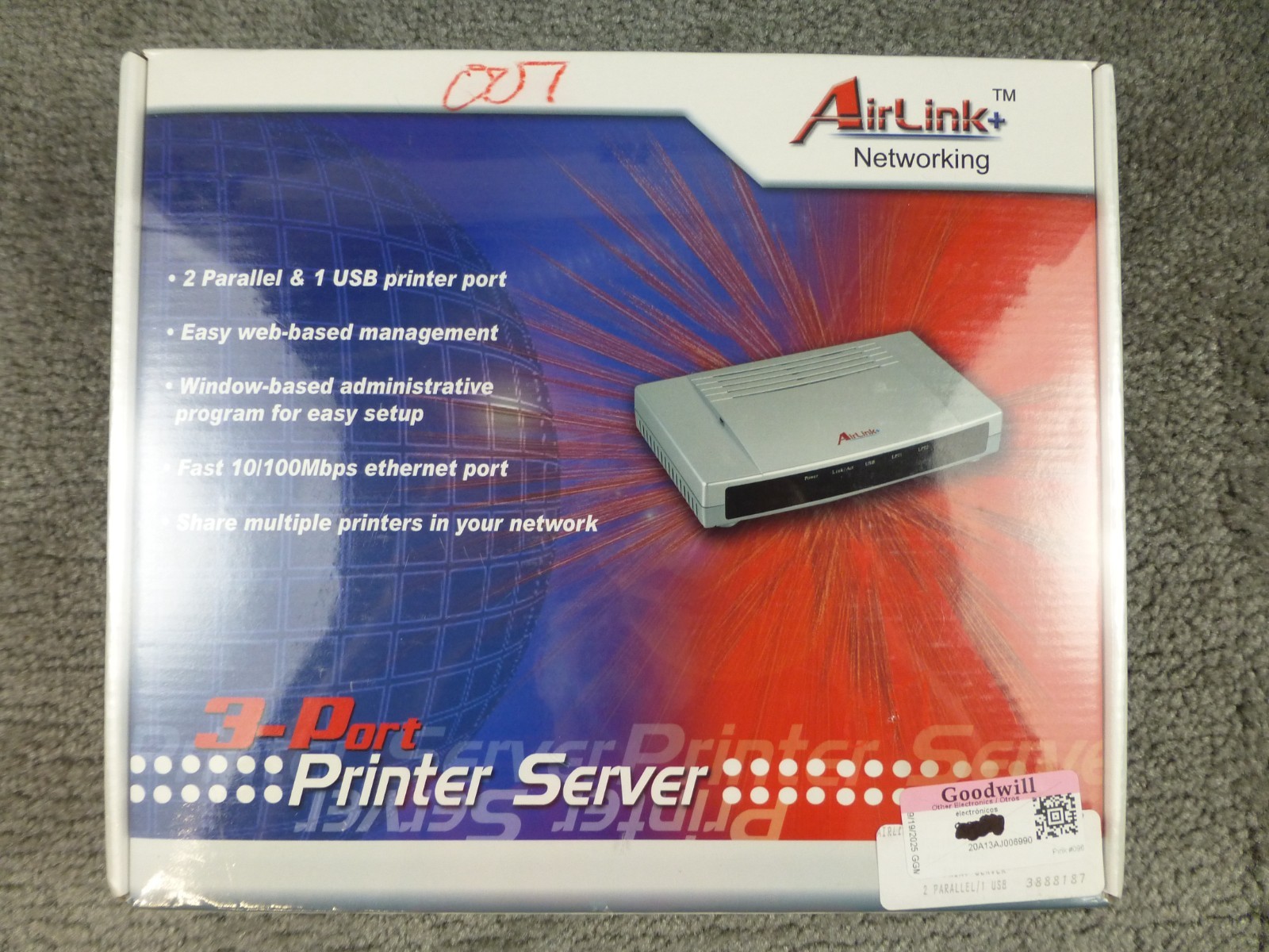 AirLink Plus + 3 Port Printer Server 2 Parallel 1 USB Windows 10/100 Mbps NIB