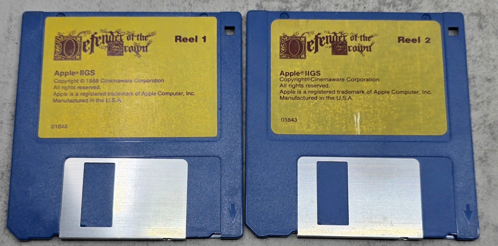 Vintage 1988 Defender of the Crown (Apple IIGS) 3.5" Floppy Disks Cinemaware