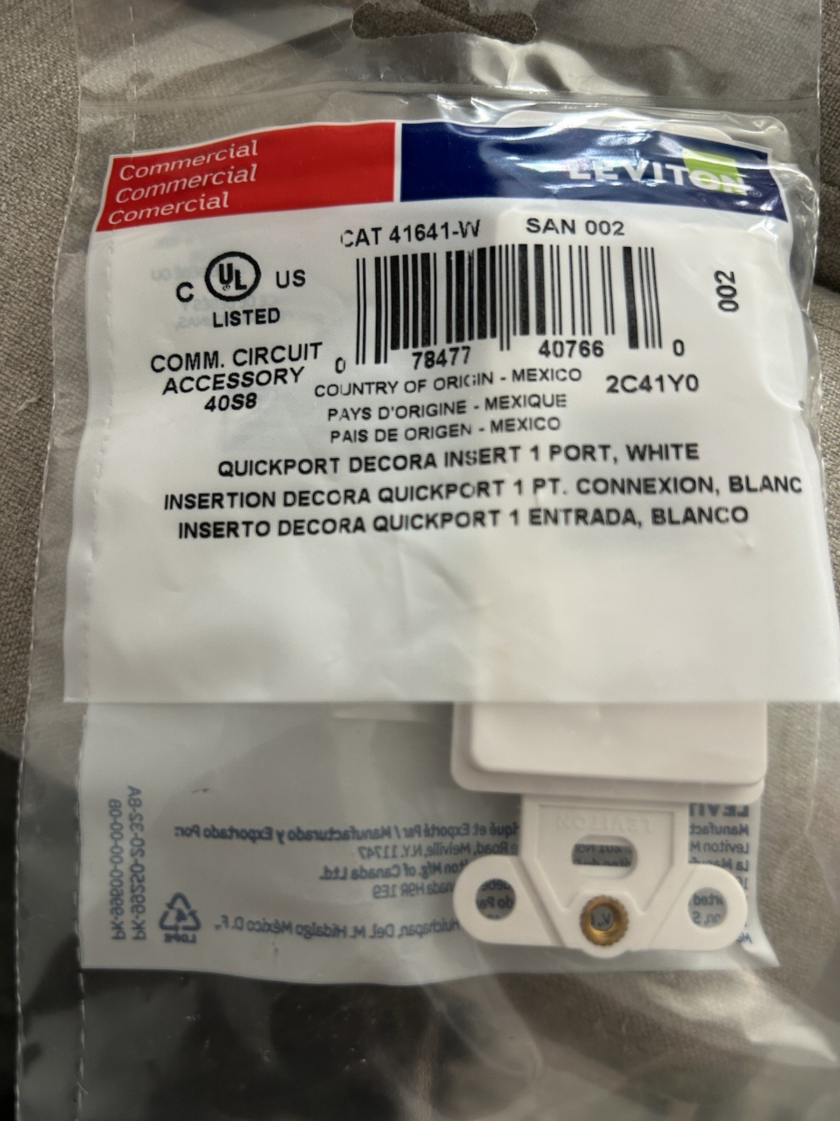   40pack Leviton 41641-W QuickPort Decora Insert  1. Port White 20 Pack
