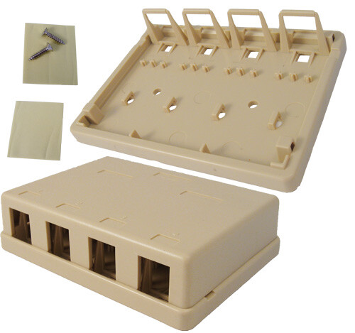 039-362IV VERTICAL CABLE Brand Surface Mount, 4-Port, No Jack, Ivory “Biscuit”