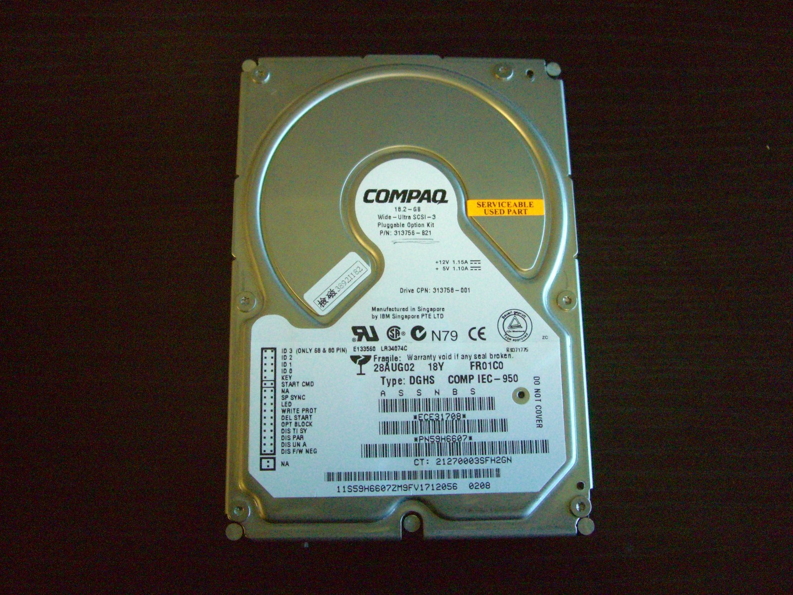 HP/Compaq 313756-B21 18.2GB Internal WIDE ULTRA SCSI Hard Drives 313758-001