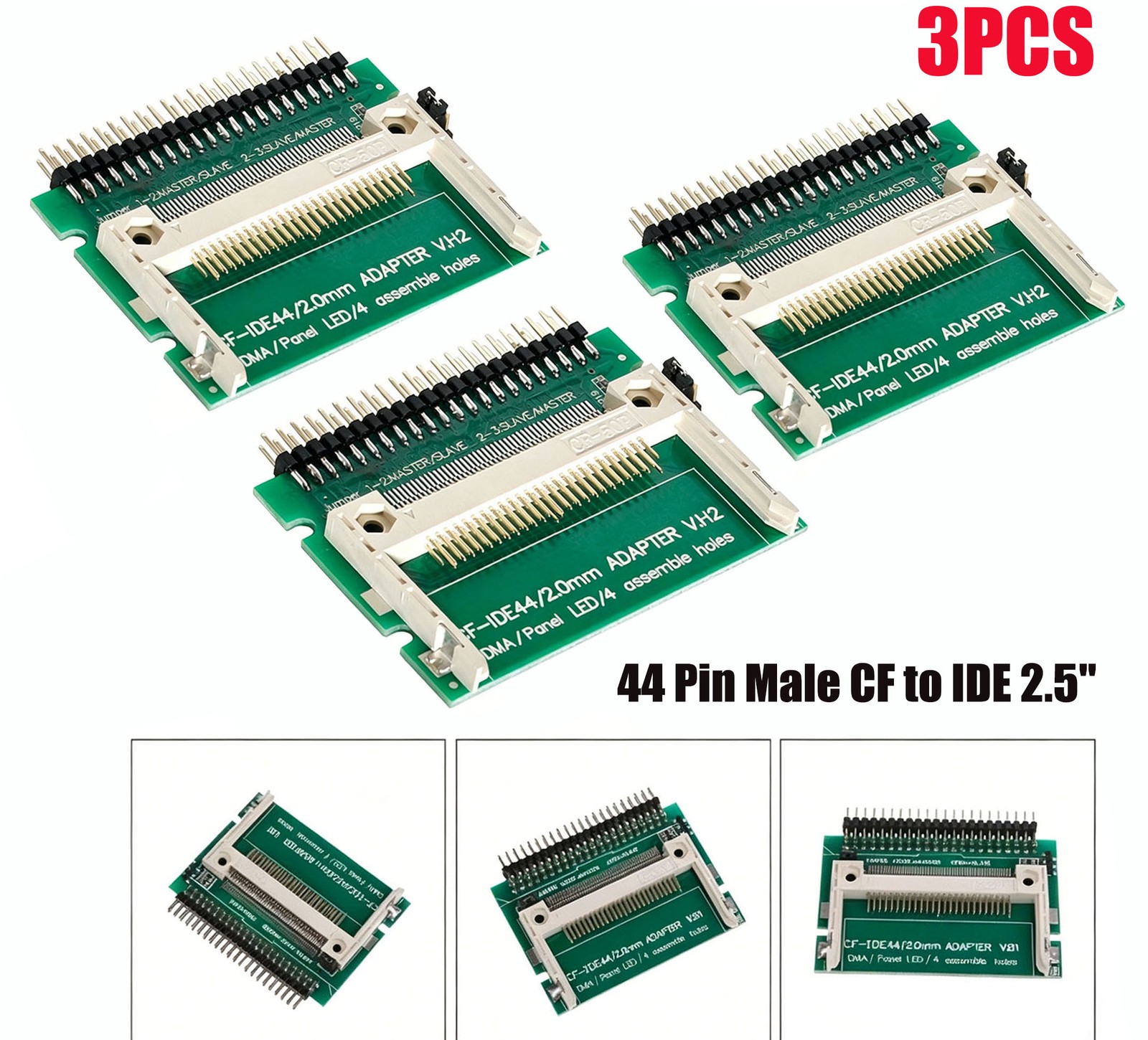 3PCS 44 Pin Male CF to IDE 2.5" Adapter Converter for Laptop Notebook SSD HDD