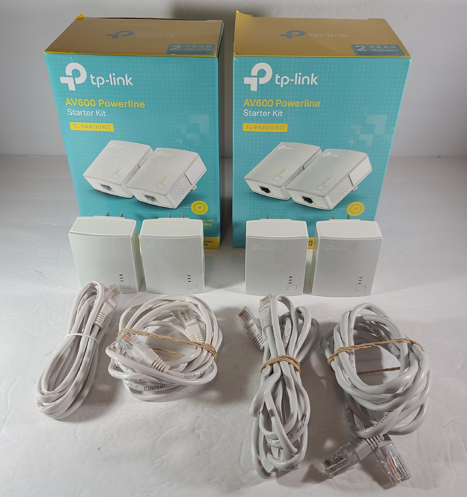 Lot Of 2 TP-Link AV600 Powerline Ethernet Adapter TL-PA4010 Kit