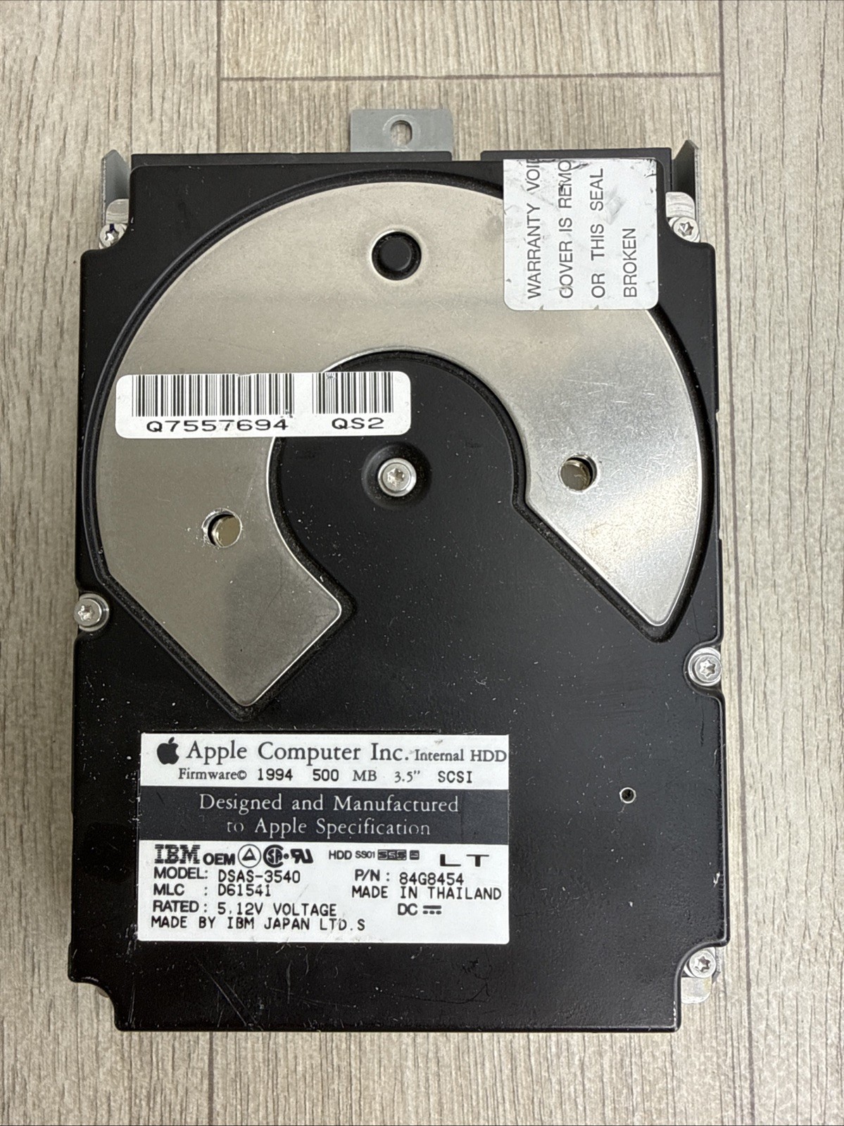 Hard Drive IBM DSAS-3540  84G8454 For Apple Macintosh Vintage & Tray 1994
