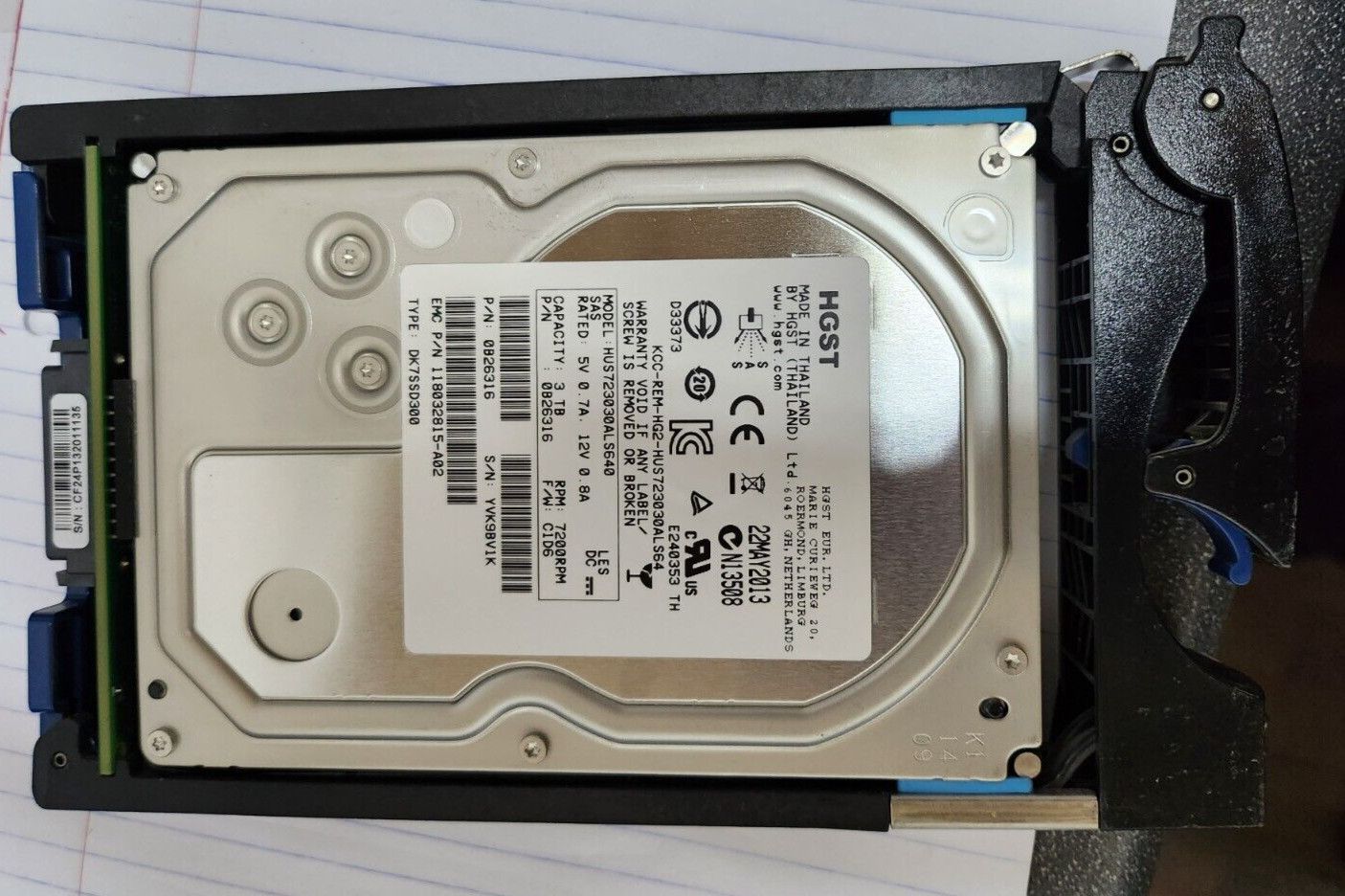 EMC 005049453 VX-VS07-030 VNX 3TB 7.2K NL-SAS 5100 5300 5500 5700 VNXe3300 HDD