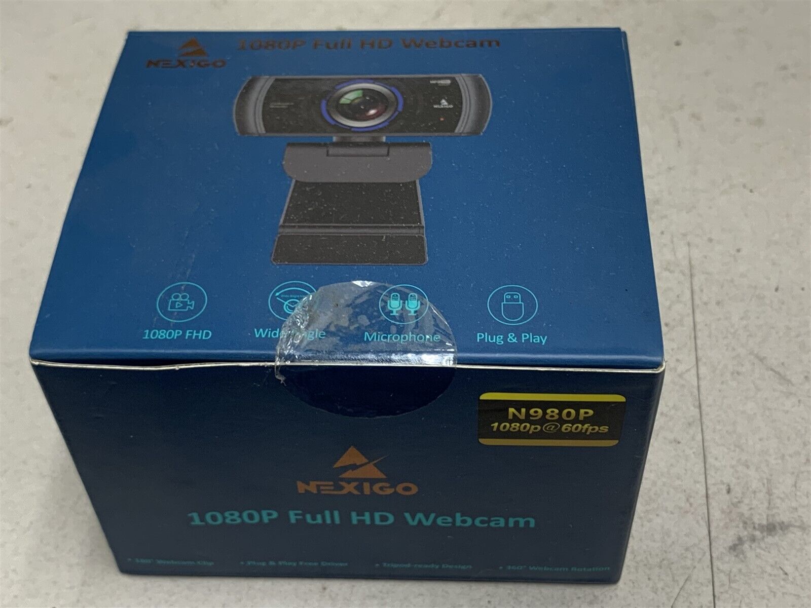 SEALED NexiGo N980P 1080P 60FPS Webcam Stereo Microphone 120 Deg Wide Angle I9-5
