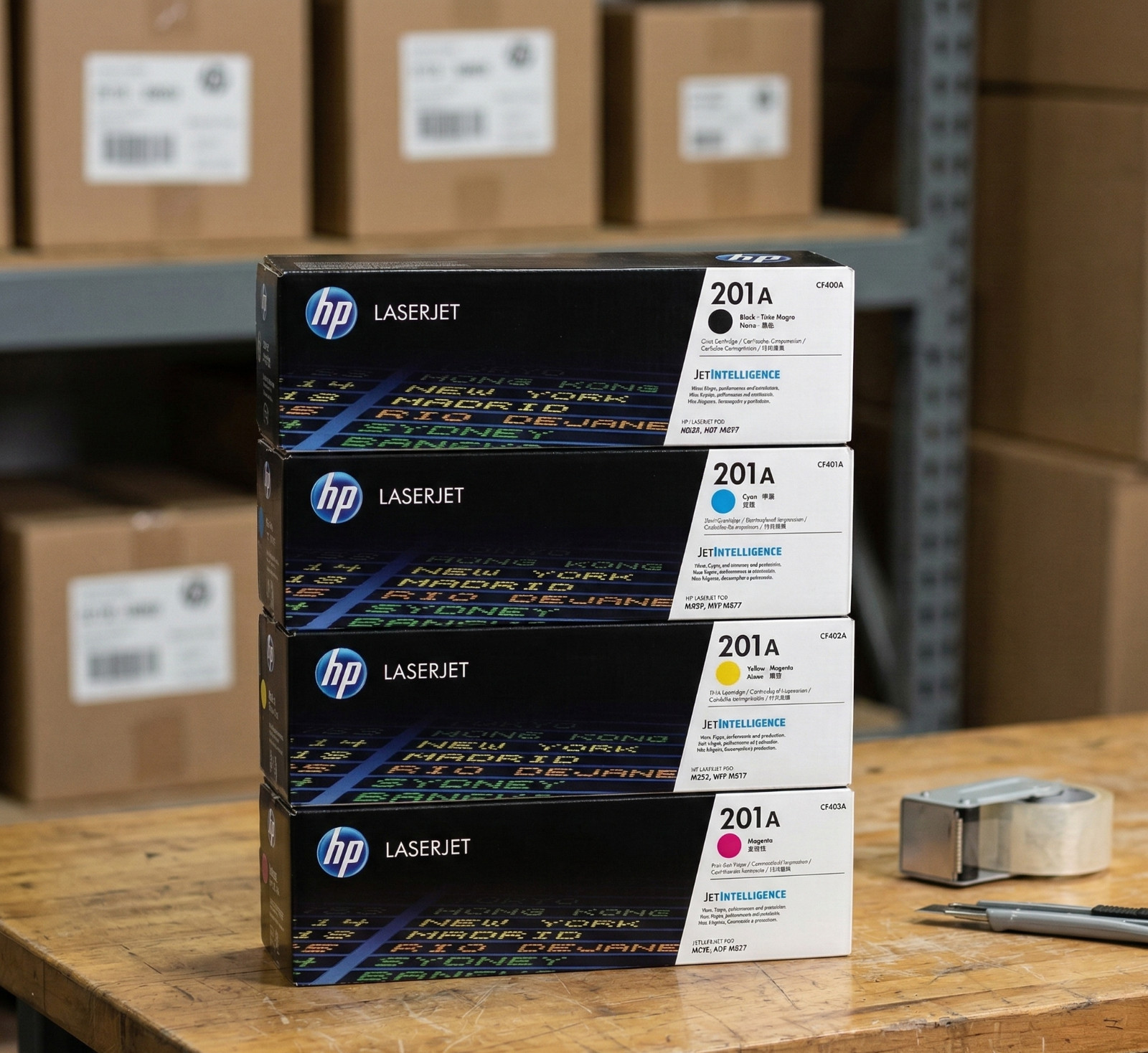 HP 201A Toner 4-Pack CF400A | Black Cyan Magenta Yellow |For M252dw M277dw M277n