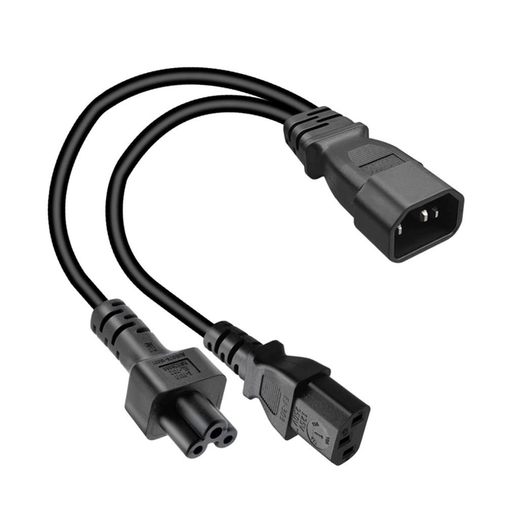Toptekits C14 to C5+C13 Y Splitter Power Cord, Single IEC 320 C14 to C13+C5 F...