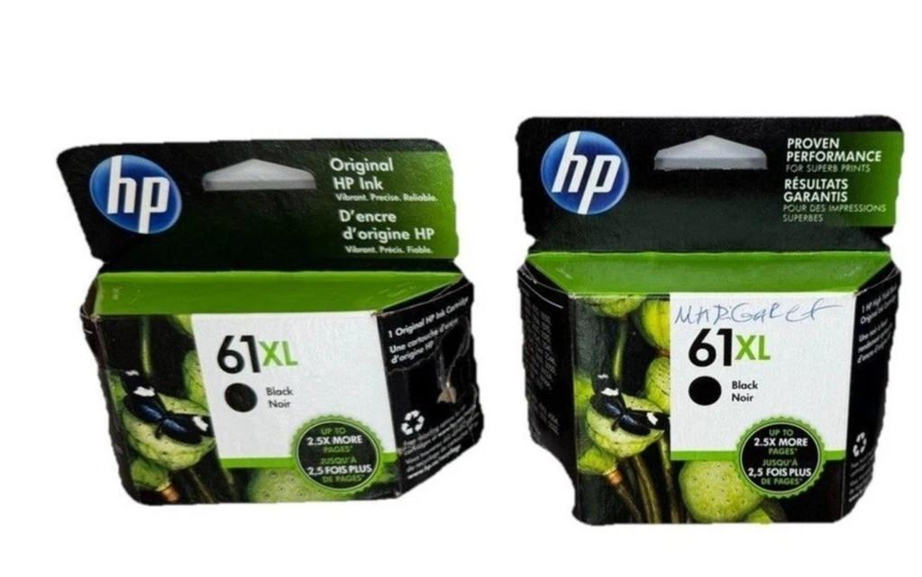 2 Genuine HP 61XL Black Ink Cartridges OEM High Yield New Sealed