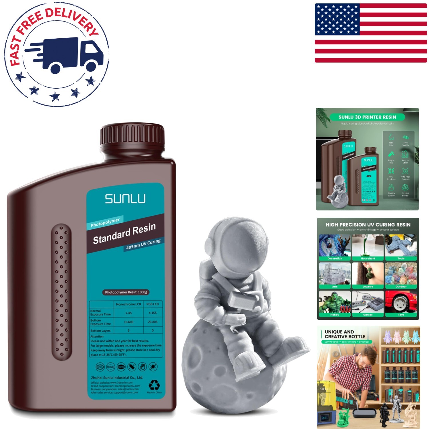 Effortless 3D Printing with 1kg Fast Curing Grey Resin - Low Odor & Easy Clean