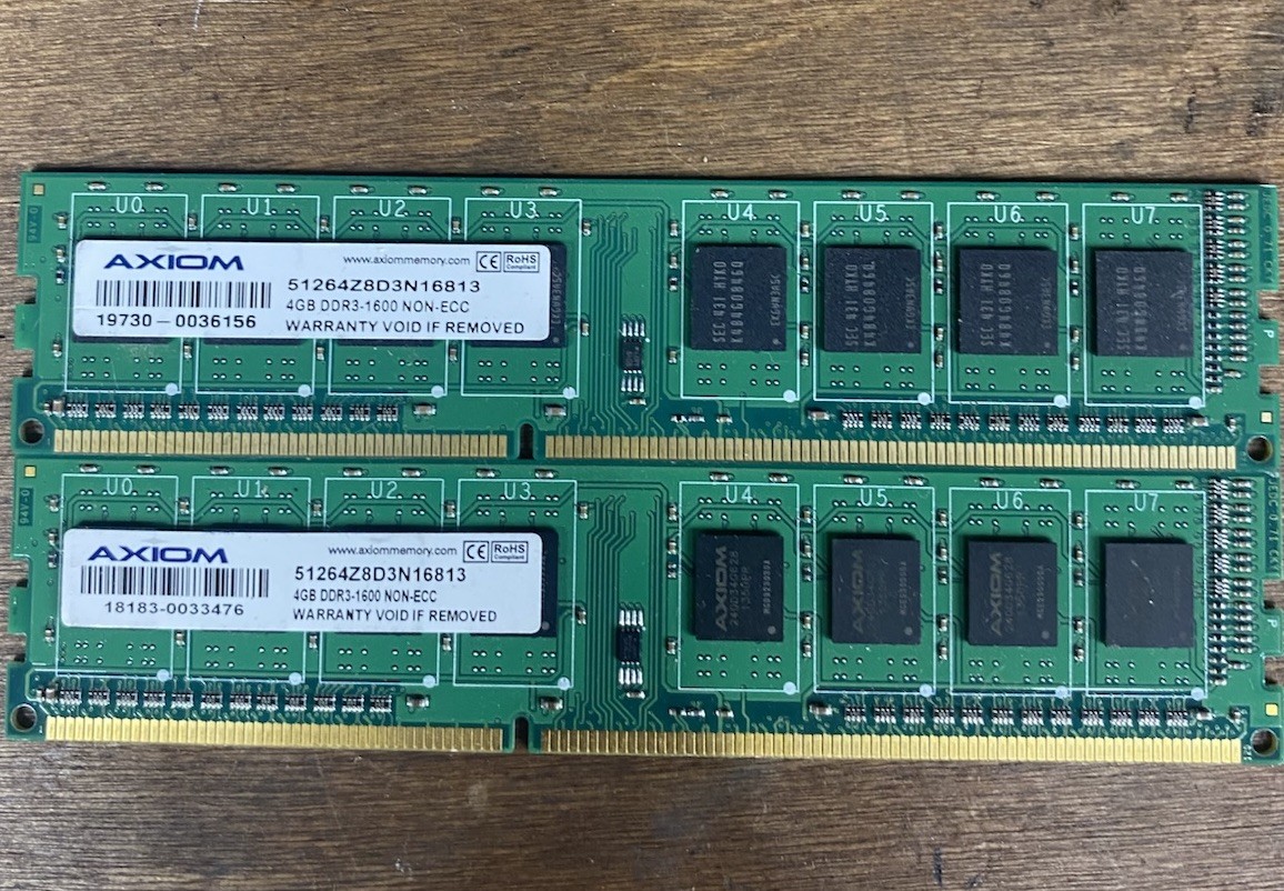 Axiom 8GB (2x4GB) DDR3-1600 Non-ECC DIMM 240-Pin Memory 51264Z8D3N16813