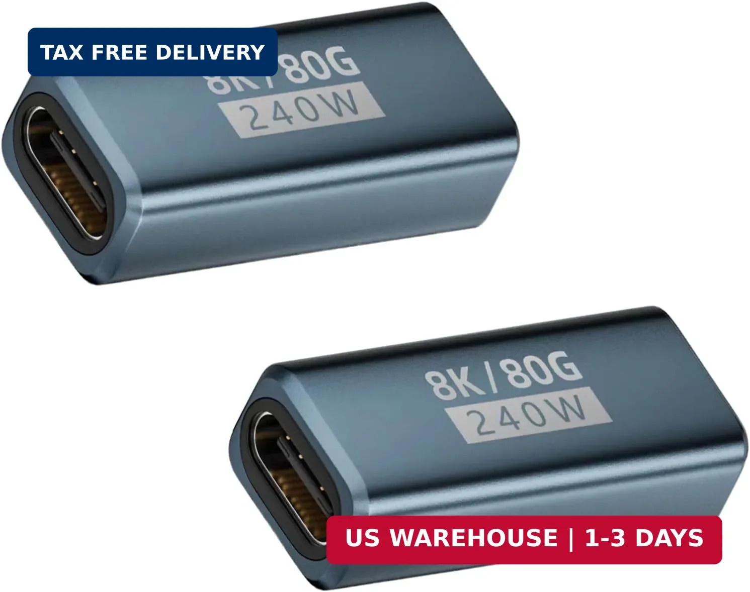 Poyiccot 240W USB C Coupler 2-Pack, USB C Female to Female Adapter [80Gbps/240W