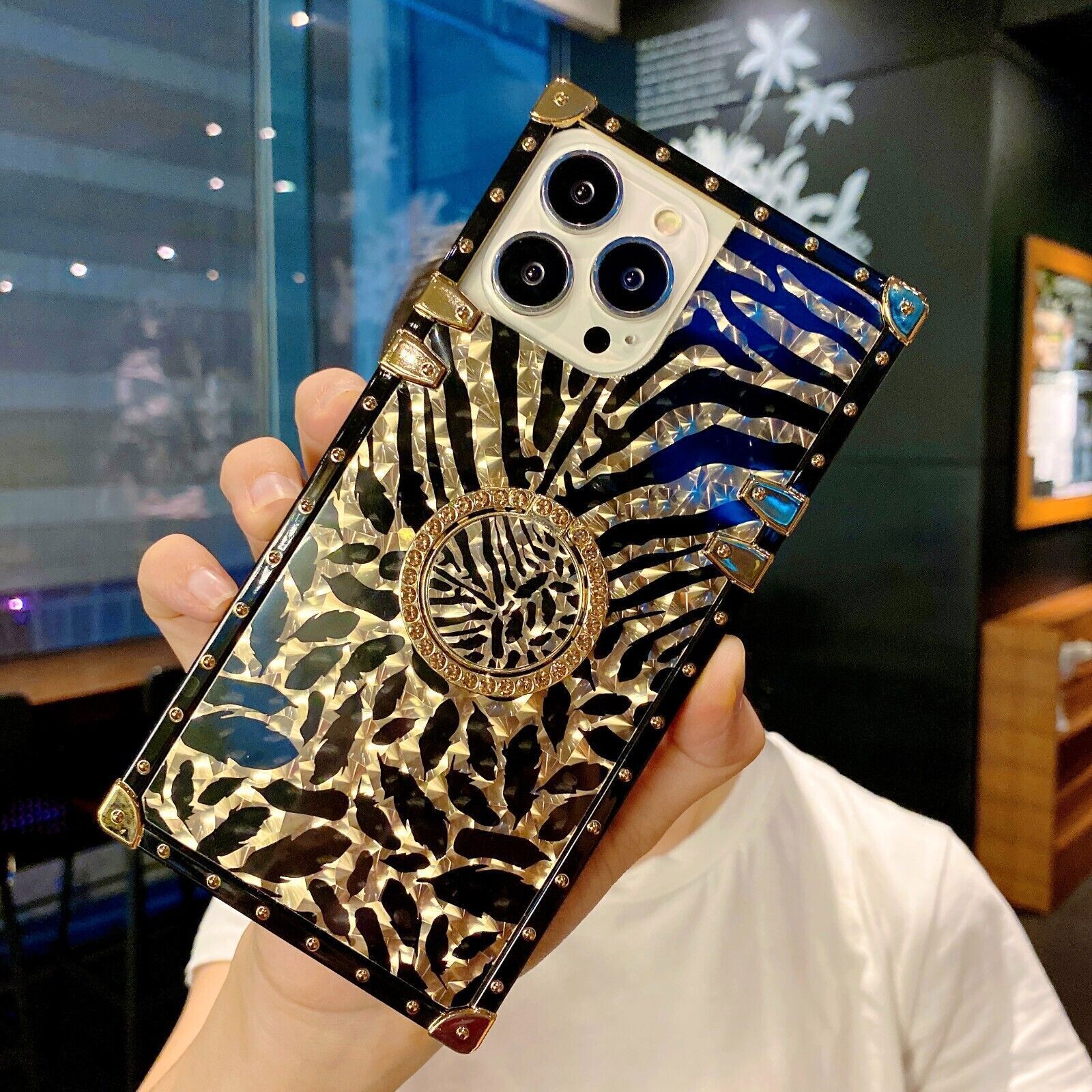 Square Zebra Feather Leopard Cover Case For 12 13 14 15 S23 S22 Huawei Mate Nova
