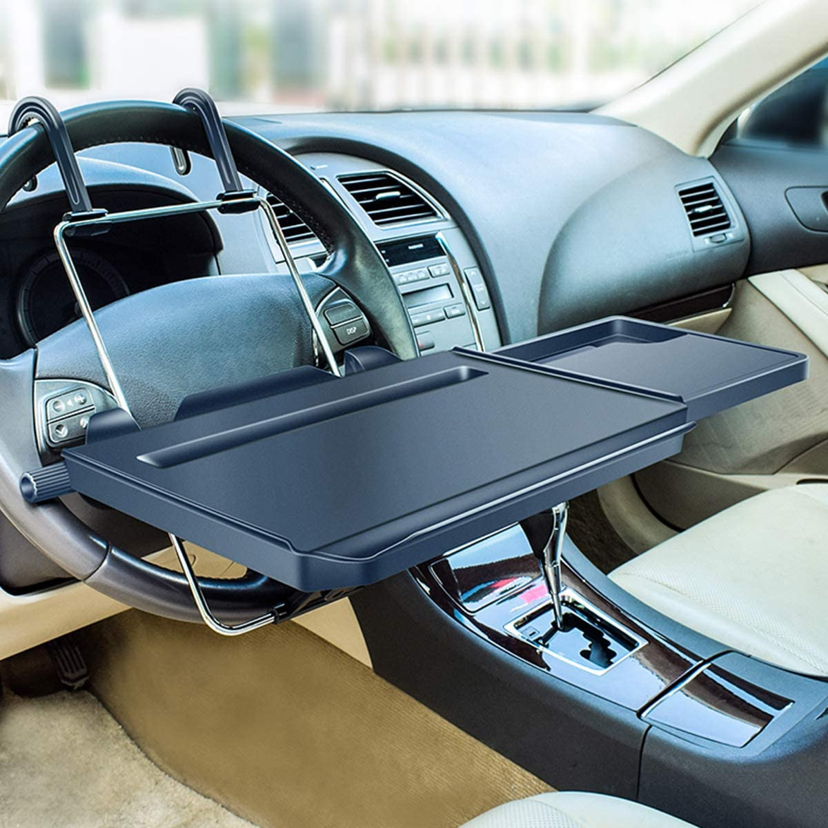 Bandeja para volante de coche con portavasos para comida portátil