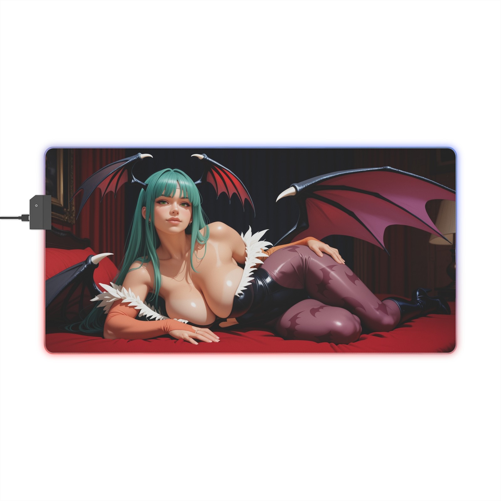 Morrigan Aensland RGB LED Desk Mat – Darkstalkers Girl, Huge HD Mouse Pad