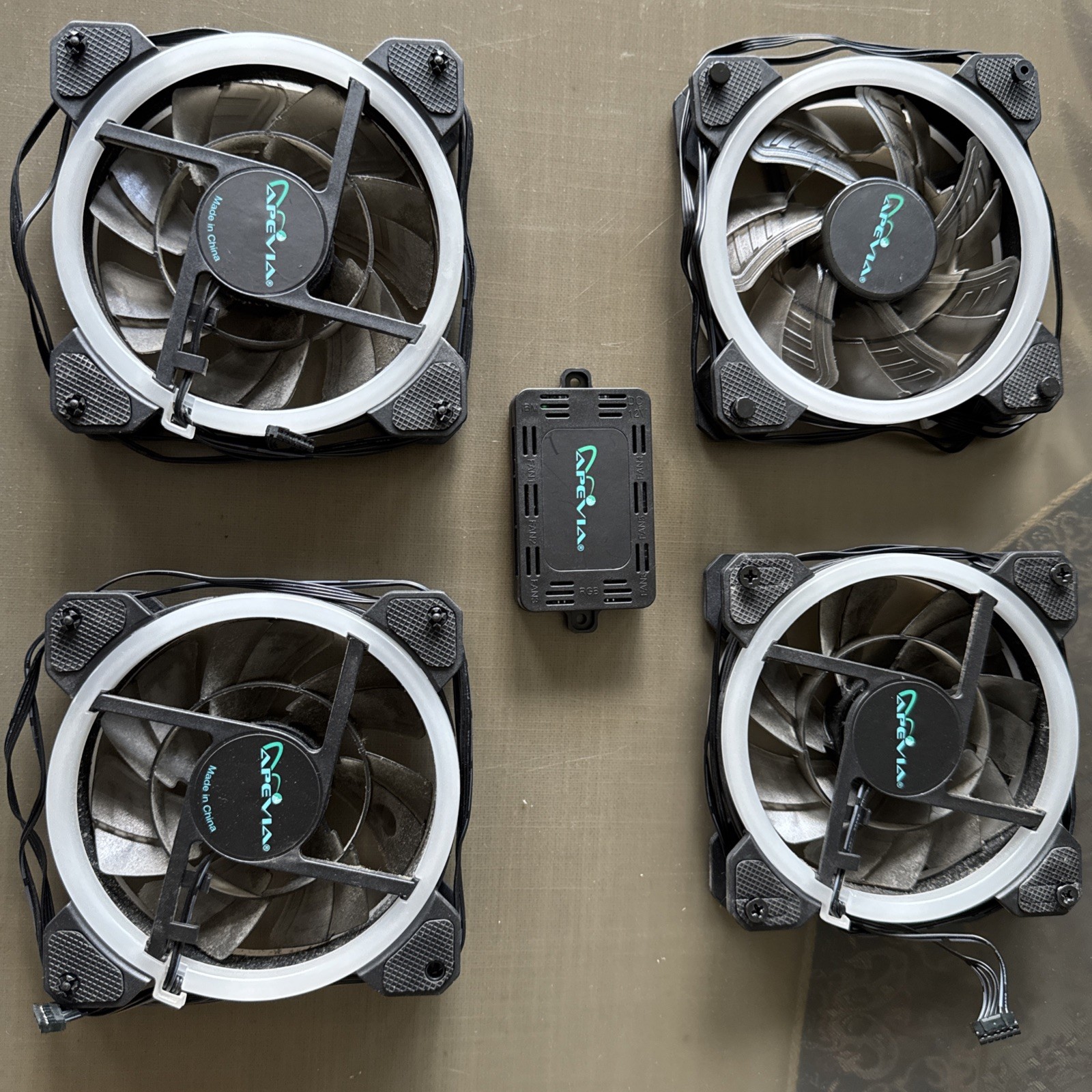 4 pack APEVIA 12L-CWH 120mm Silent Case Fan - Dual Rings White LED - 4 pack