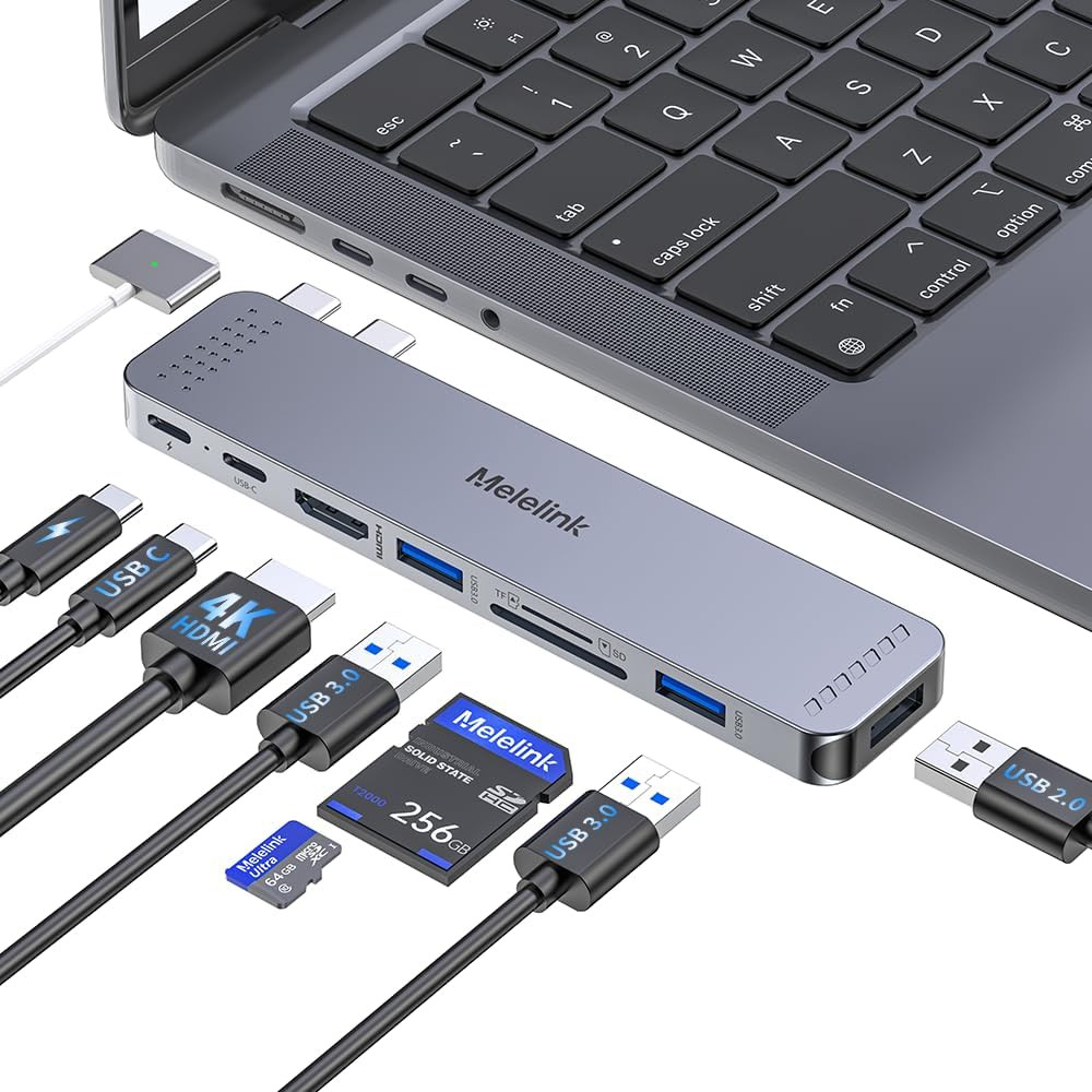 USB C Hub Adapter for Macbook Pro/Air M5 M4 M3 M2 M1 2026-2018 13" 15" 16", Mac