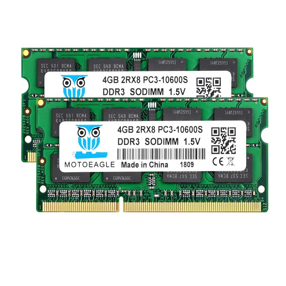 DDR3 1333MHz SODIMM 8GB Kit (2x4GB), 4GB 2RX8 PC3 10600S -09-11 204 Pin 1.5V ...
