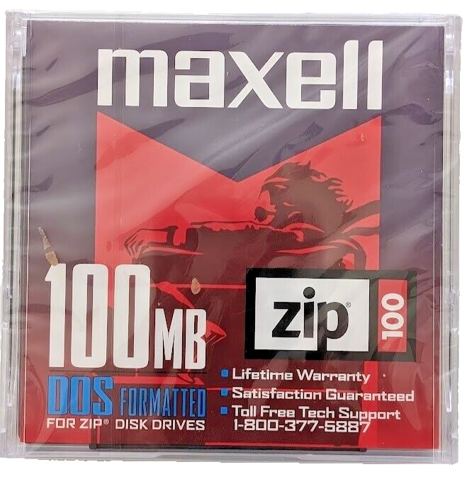 Maxell 100 MB Disk DOS IBM Formatted For Zip Drives - New/Sealed