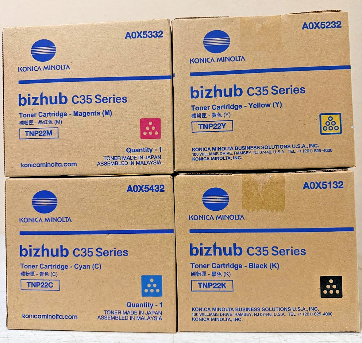 Konica Minolta Toner Set of 4 Yellow Magenta Cyan Black - Bizhub C35 Series NEW