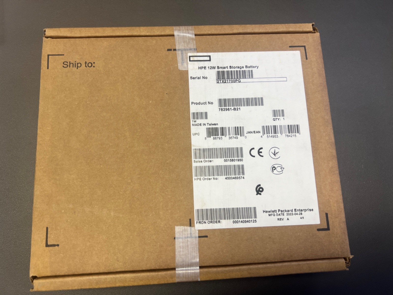 HPE 12W Smart Storage Battery 782961-B21-NEW